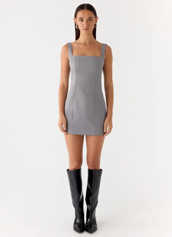 Brief Tension Mini Dress - Smoke Grey sold by Peppermayo