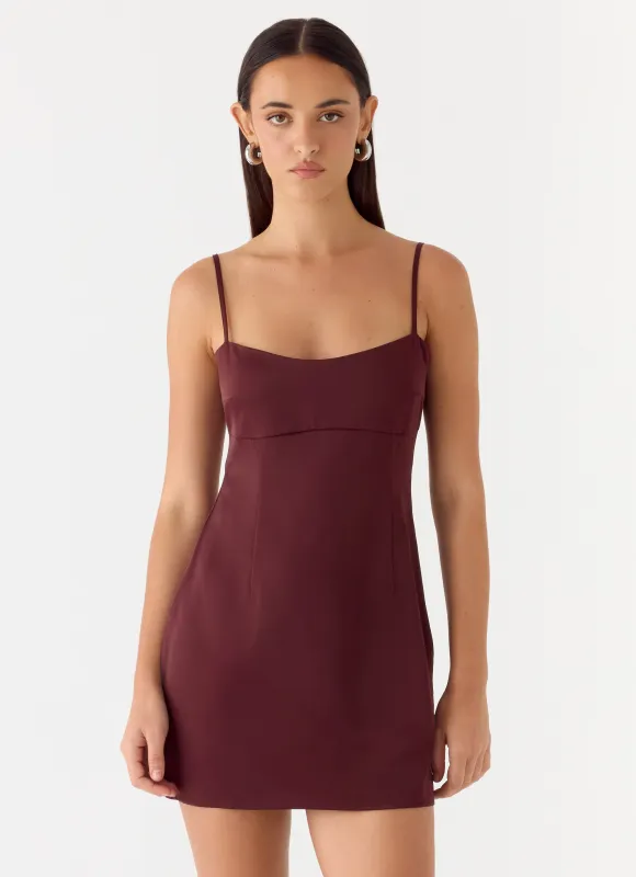 Clementine Mini Dress - Merlot sold by Peppermayo