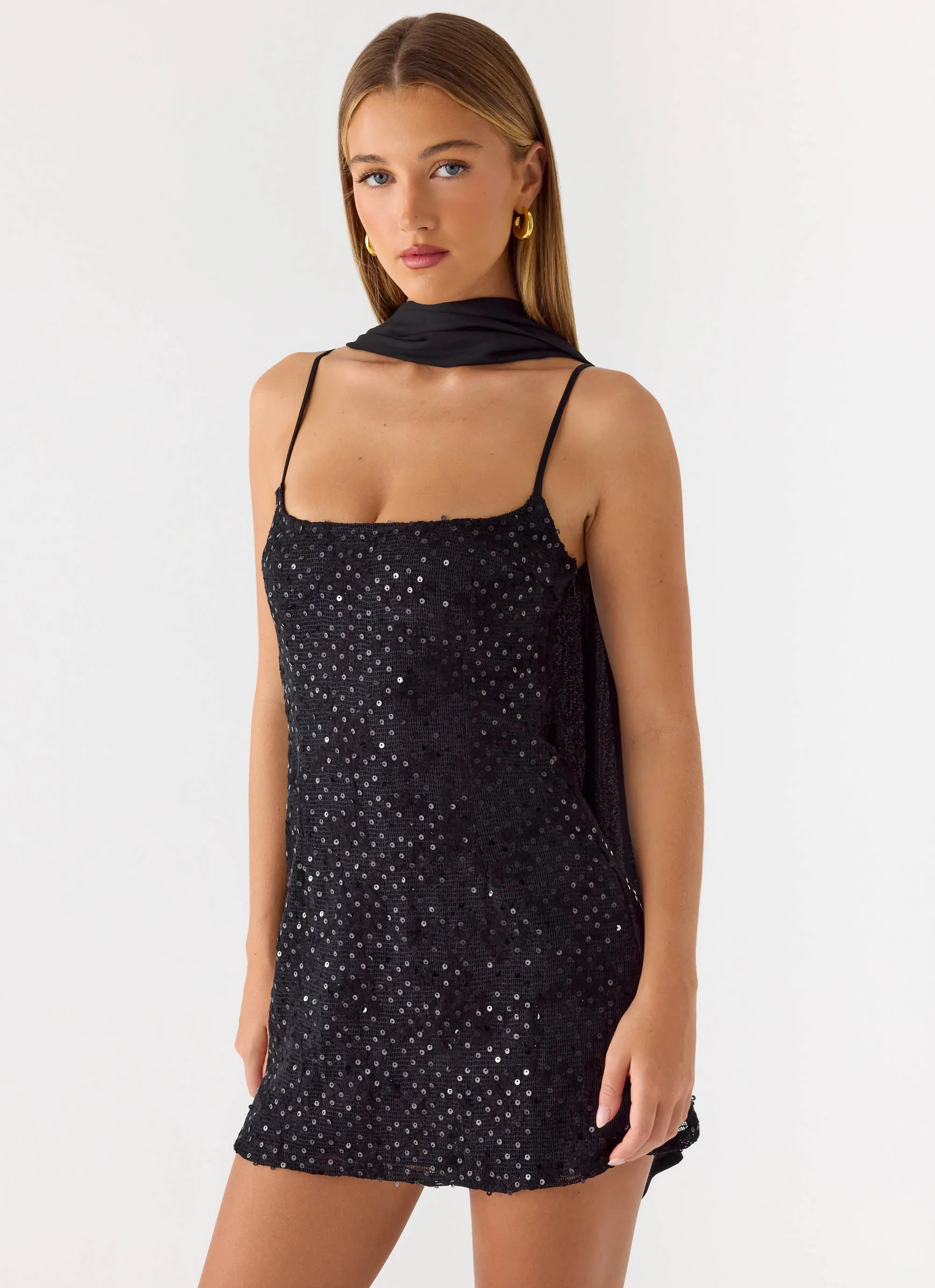 Vision Sequin Mini Dress - Black sold by Peppermayo