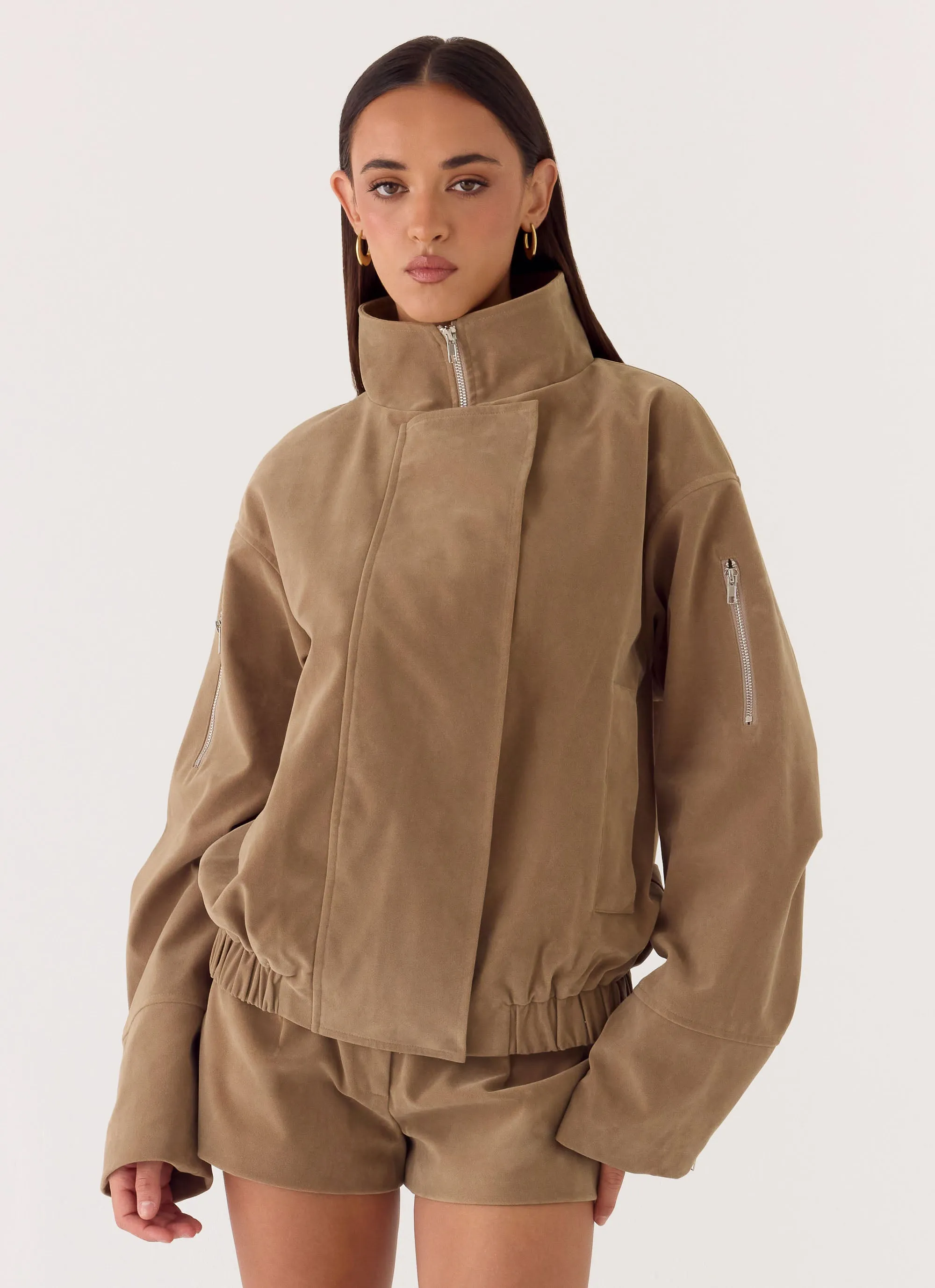 Marlow Faux Suede Jacket - Taupe sold by Peppermayo product image thumbnail 4