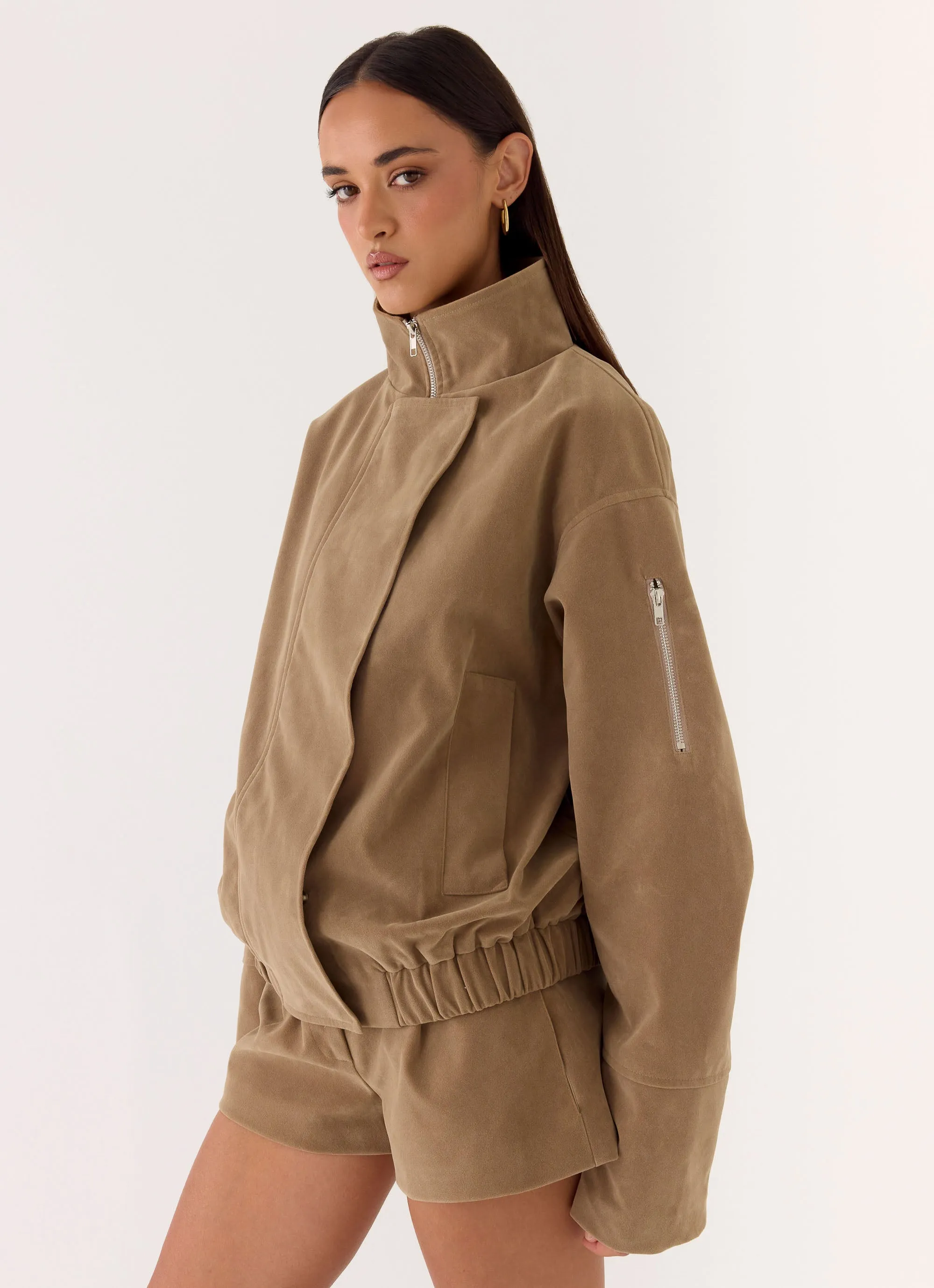 Marlow Faux Suede Jacket - Taupe sold by Peppermayo product image thumbnail 5