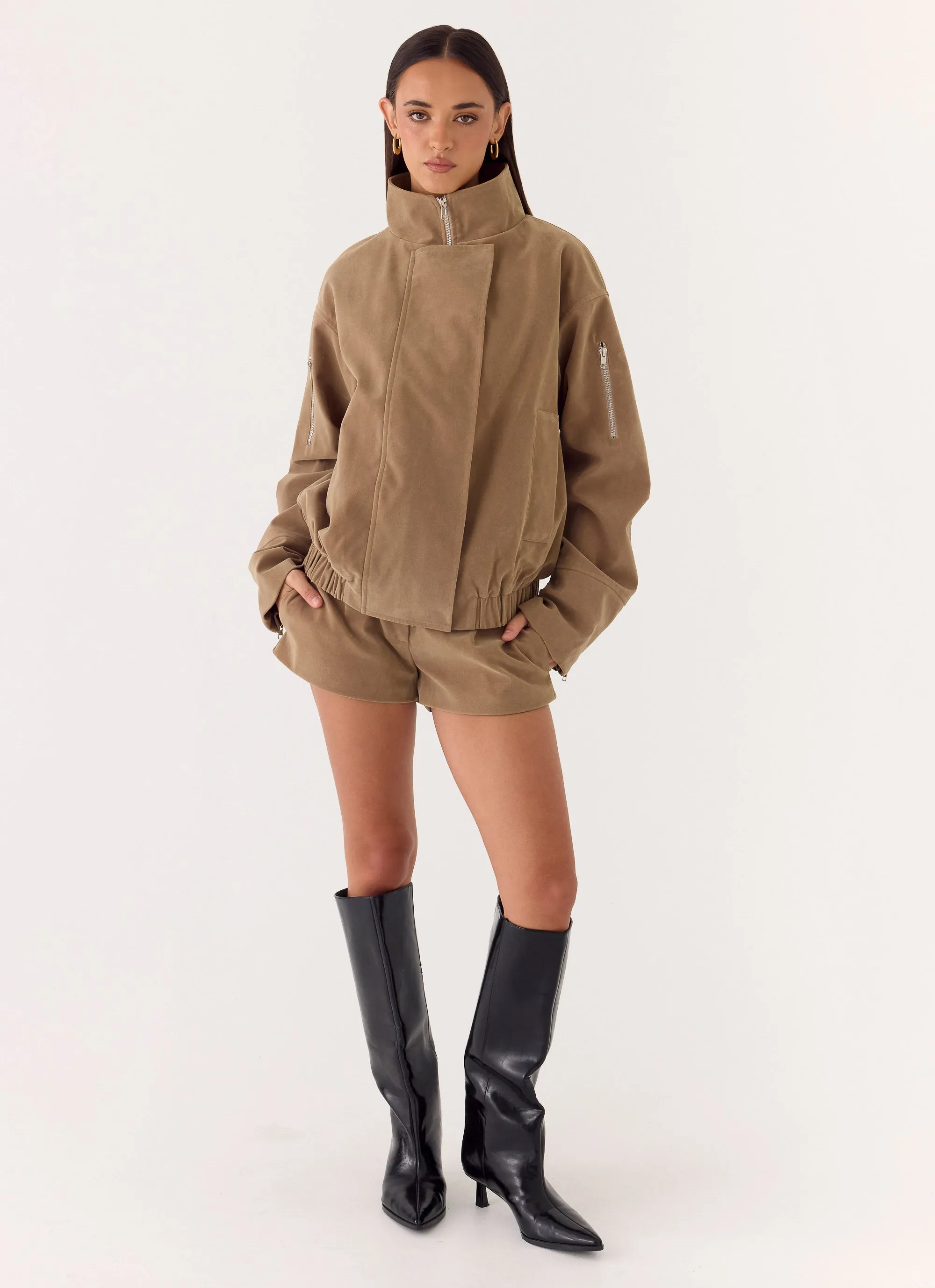 Marlow Faux Suede Jacket - Taupe sold by Peppermayo product image thumbnail 2