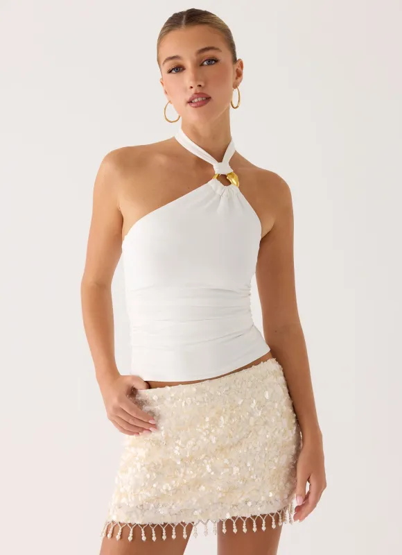 Khai Halter Top - White sold by Peppermayo