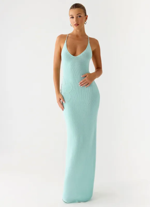 Amaya Knit Maxi Dress - Aqua sold by Peppermayo