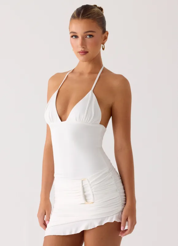 Keep A Beat Mini Dress - Ivory sold by Peppermayo