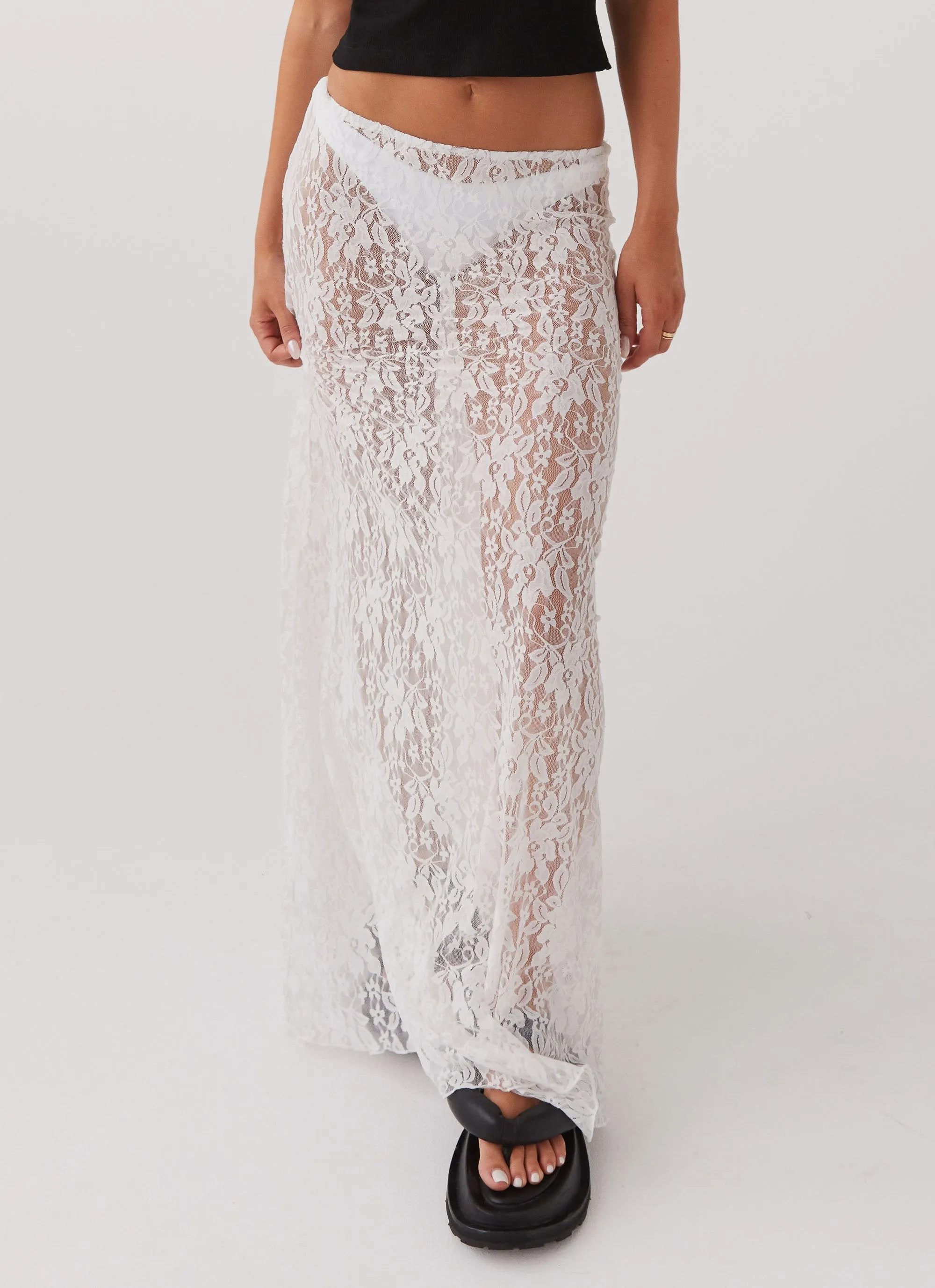 Sugar Sweet Lace Maxi Skirt - White sold by Peppermayo