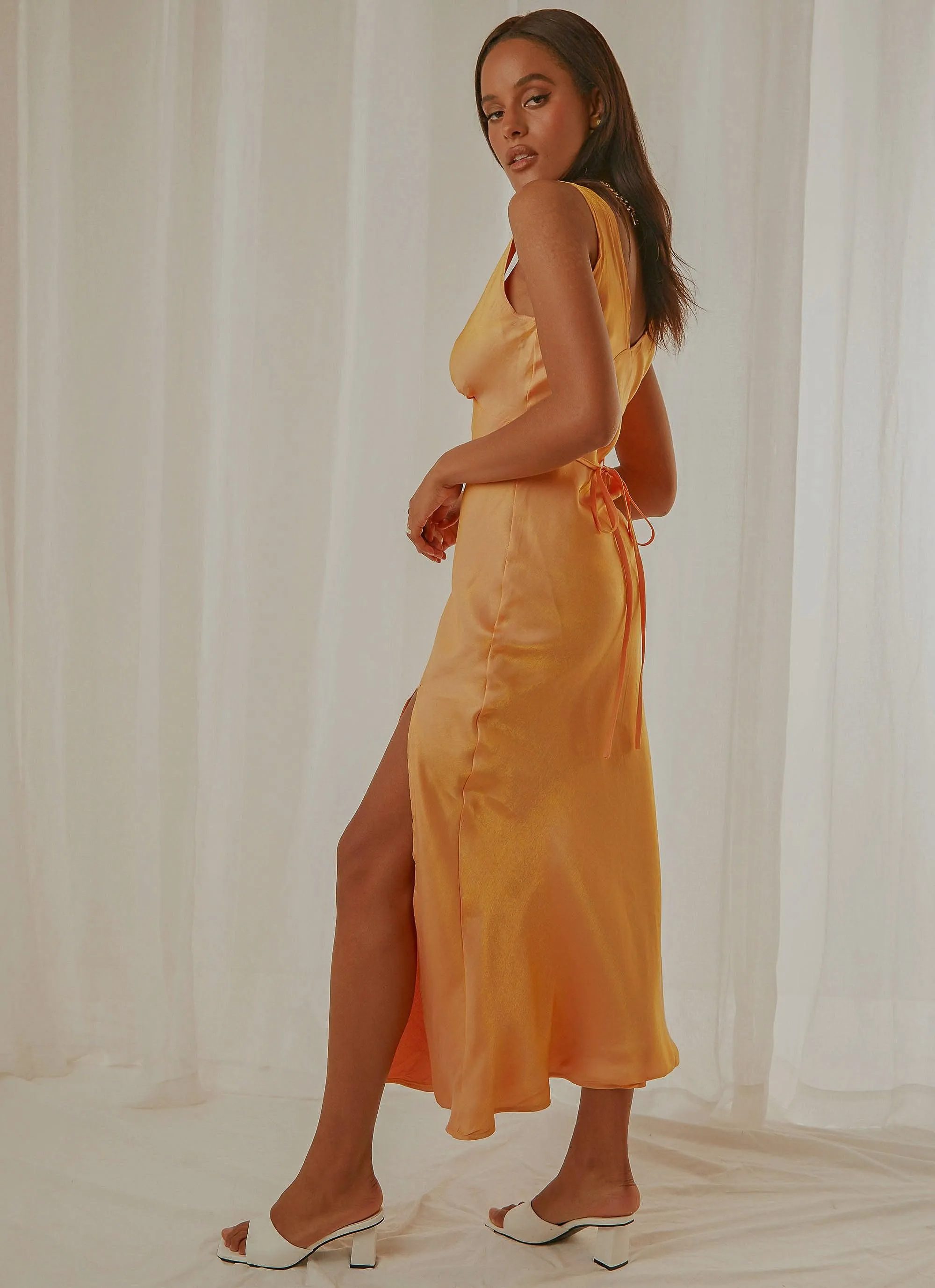 Billie Split Maxi Dress - Mango Shimmer sold by Peppermayo product image thumbnail 4
