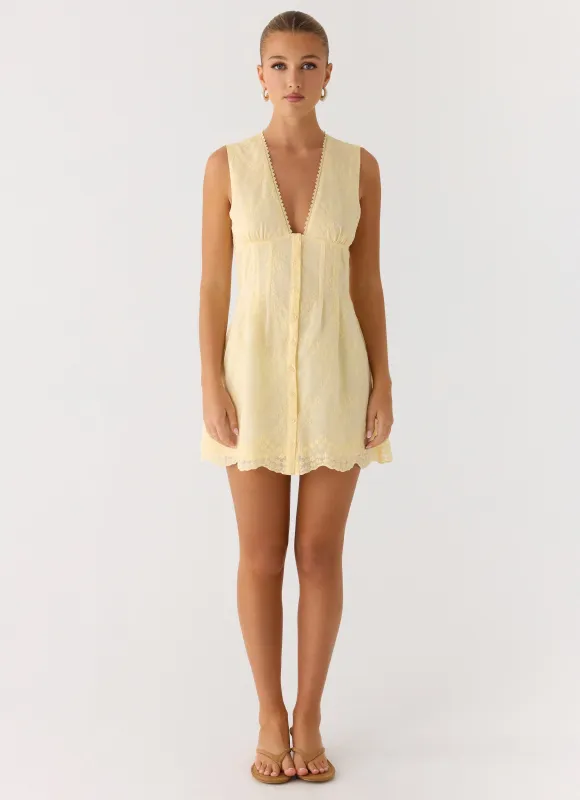 Burning Bright Mini Dress - Butter Yellow made by Peppermayo