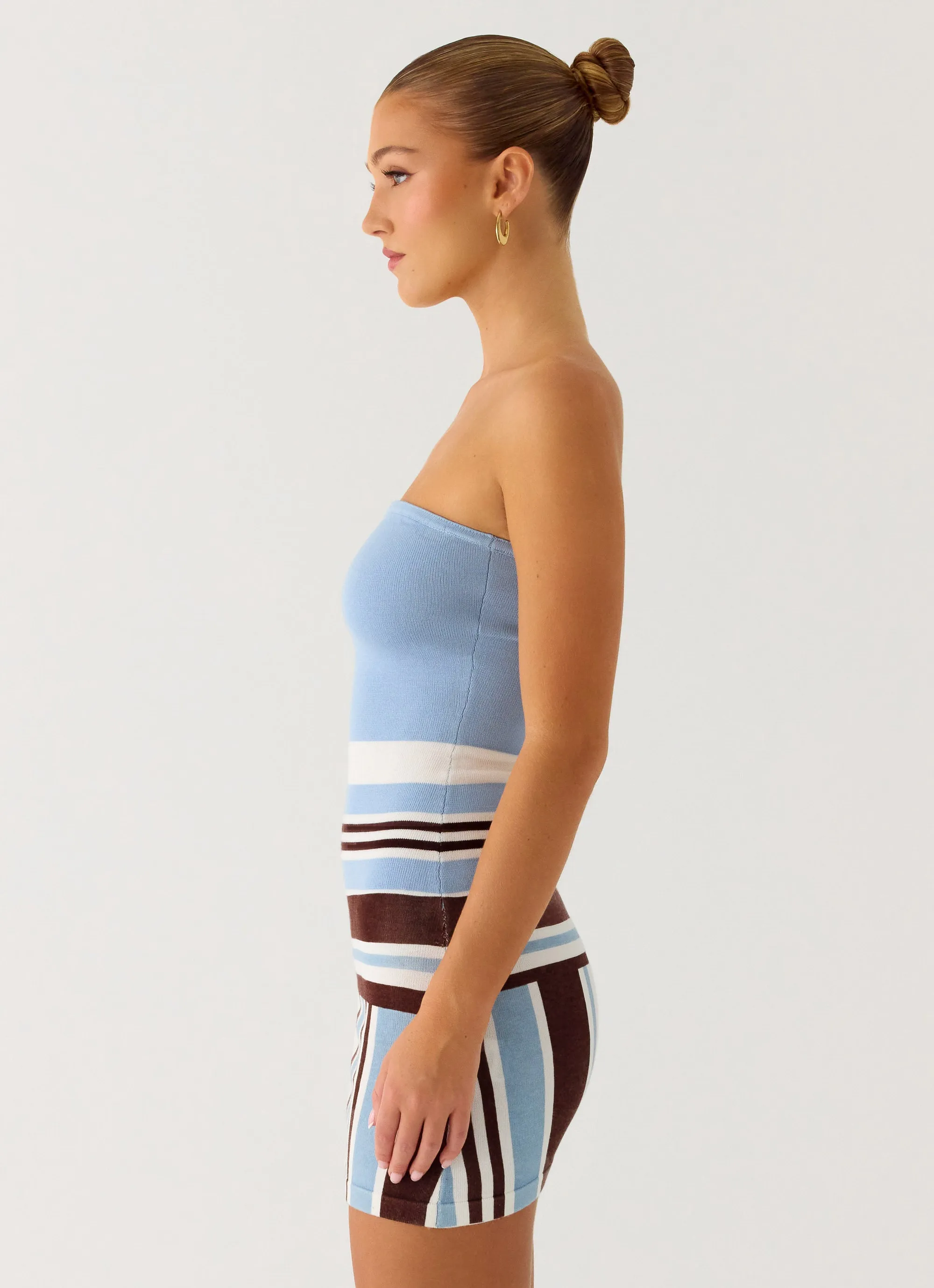 Straight Lines Mini Dress - Blue Stripe sold by Peppermayo product image thumbnail 4