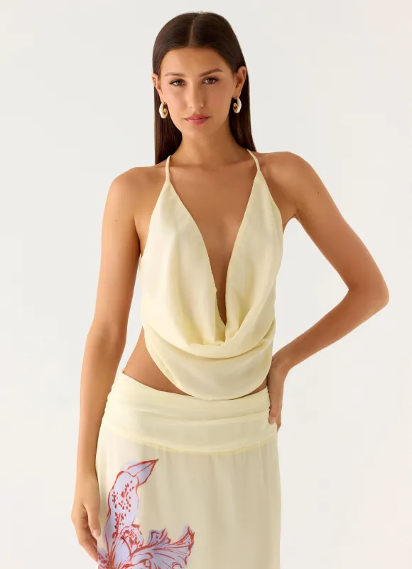 Sweet Charm Cowl Neck Top - Ivory sold by Peppermayo