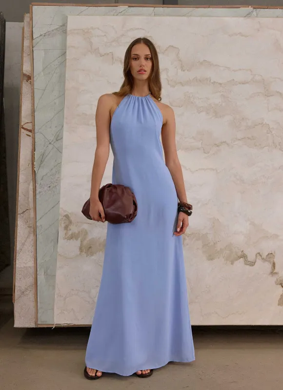 Le Soleil Halter Maxi Dress - Periwinkle sold by Peppermayo