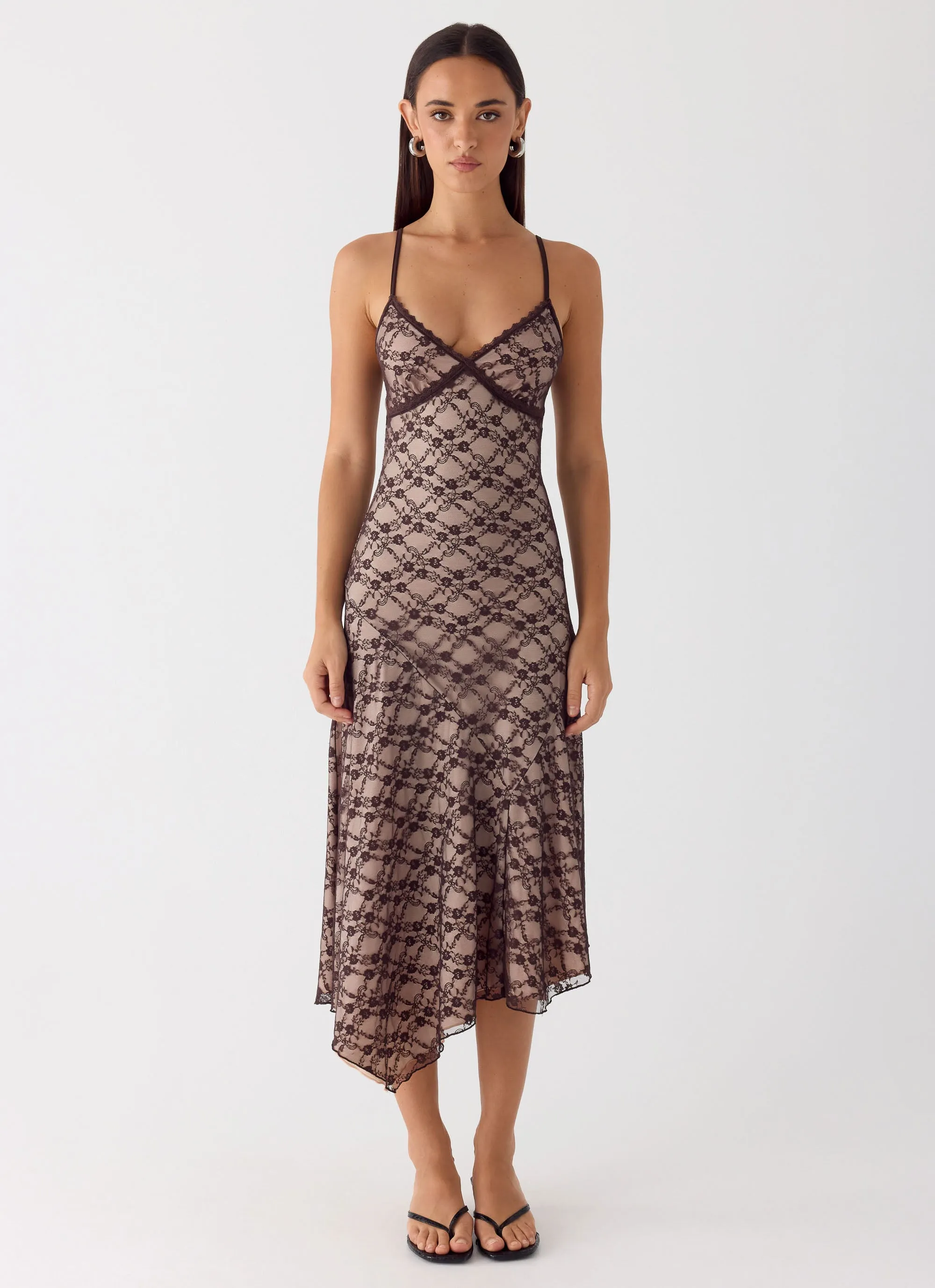 Amelia Midi Dress - Chocolate sold by Peppermayo