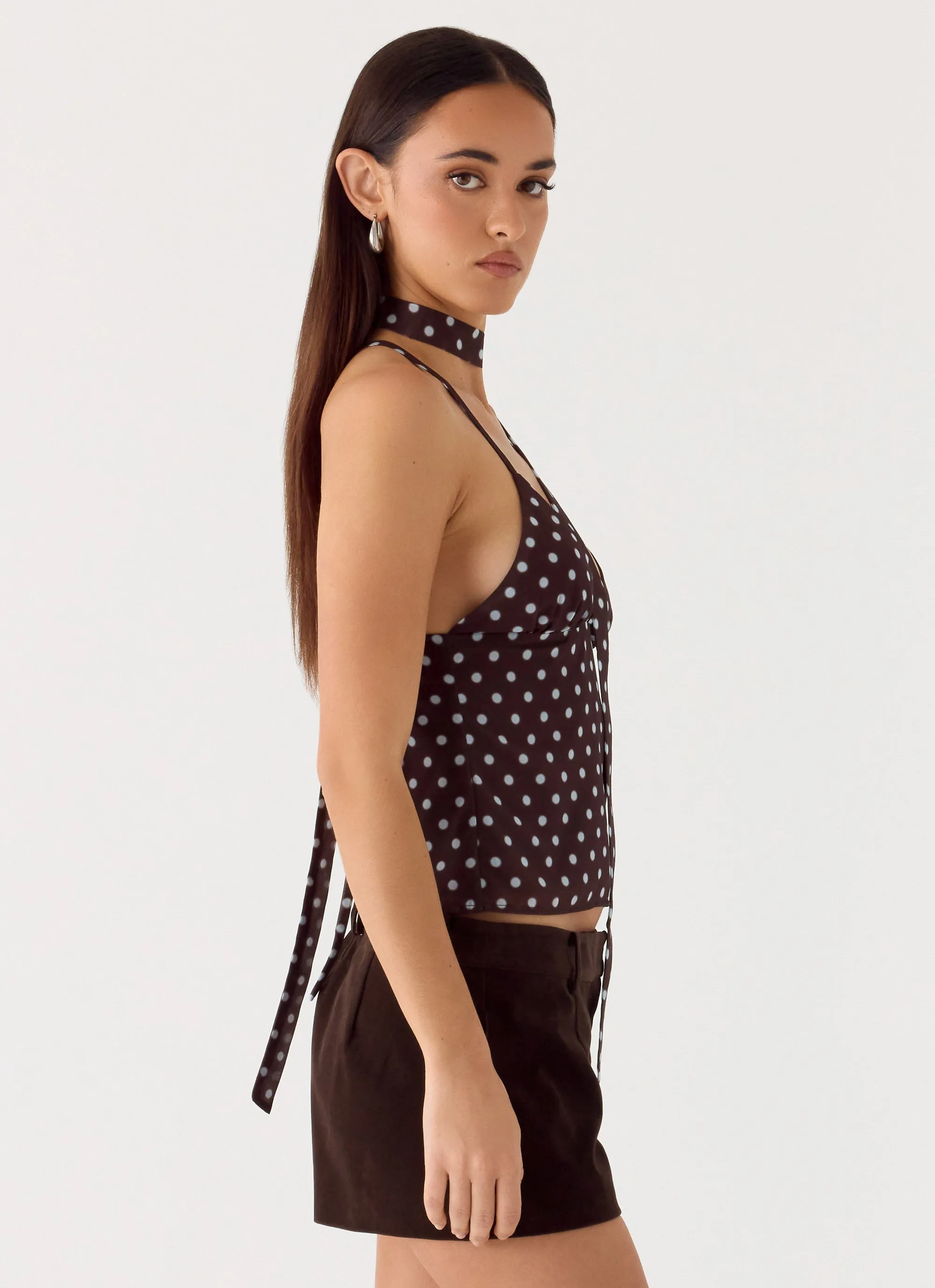Quiero Backless Top - Chocolate Blue Dot sold by Peppermayo product image thumbnail 2