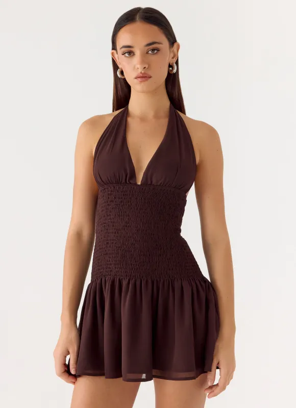 Holden Mini Dress - Chocolate made by Peppermayo