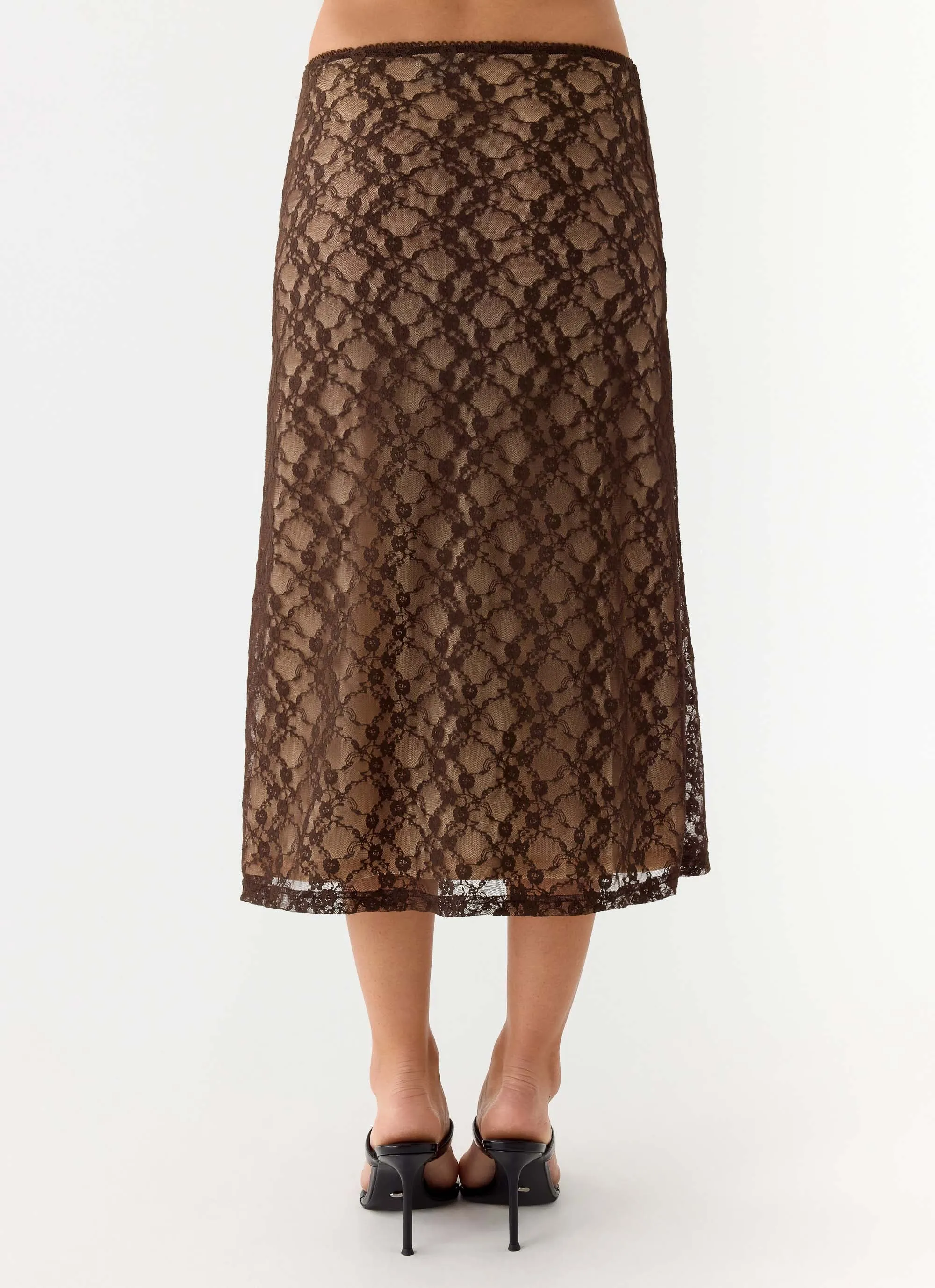 Malachie Lace Midi Skirt - Chocolate sold by Peppermayo product image thumbnail 5