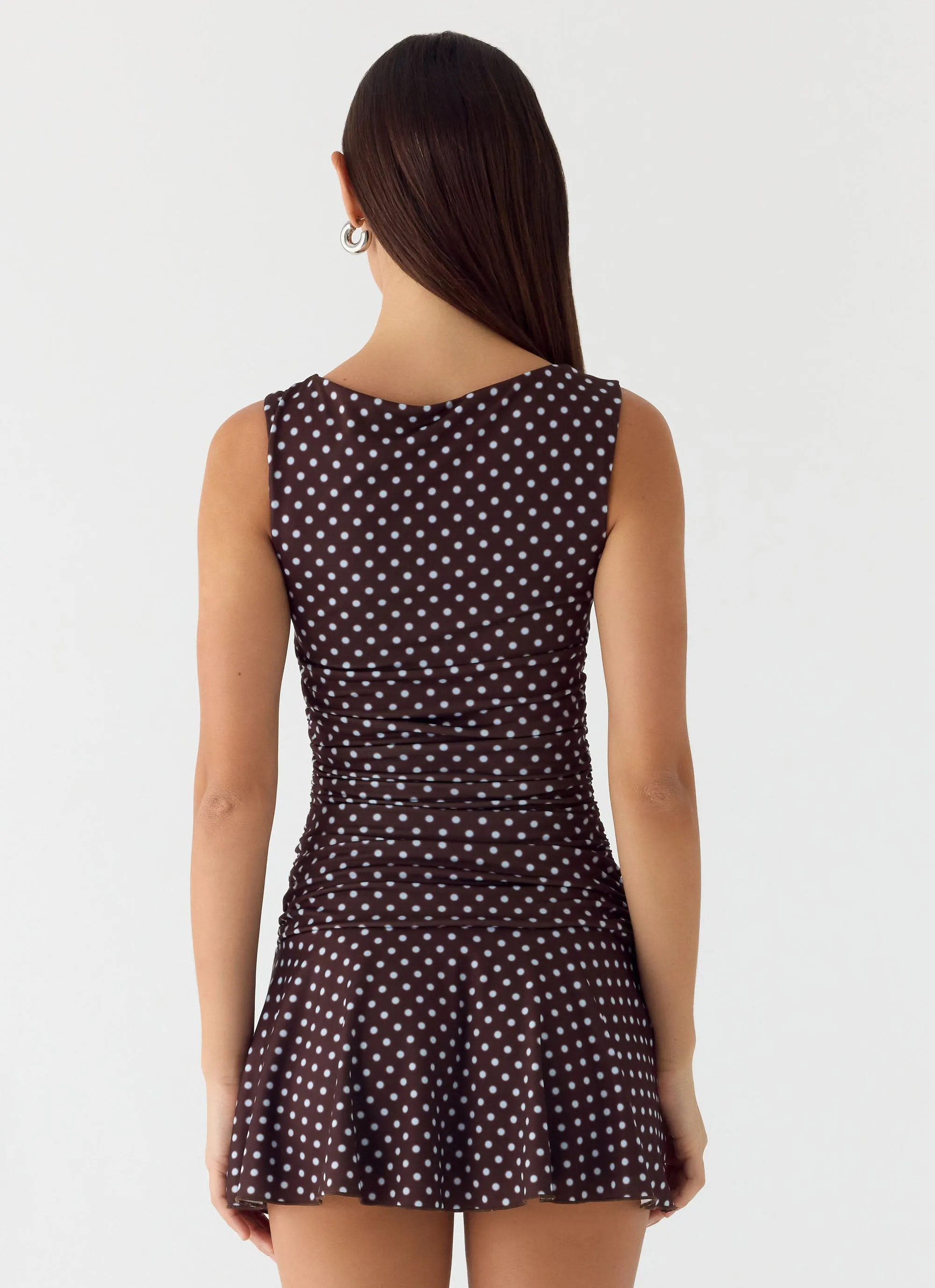 Kelda Mini Dress - Chocolate Blue Dot sold by Peppermayo product image thumbnail 3
