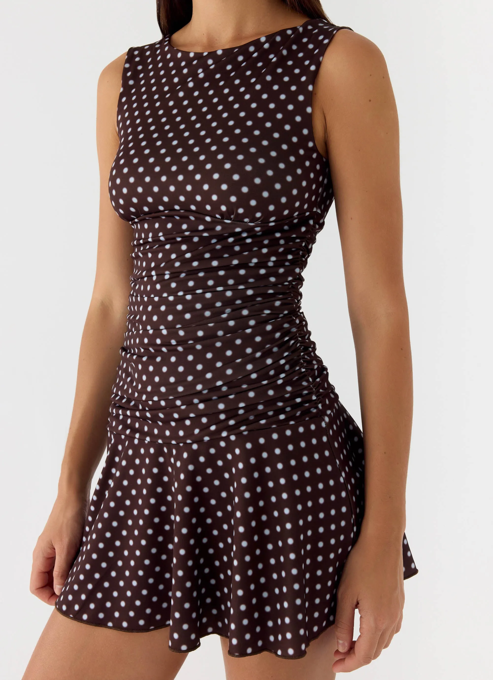 Kelda Mini Dress - Chocolate Blue Dot sold by Peppermayo product image thumbnail 5
