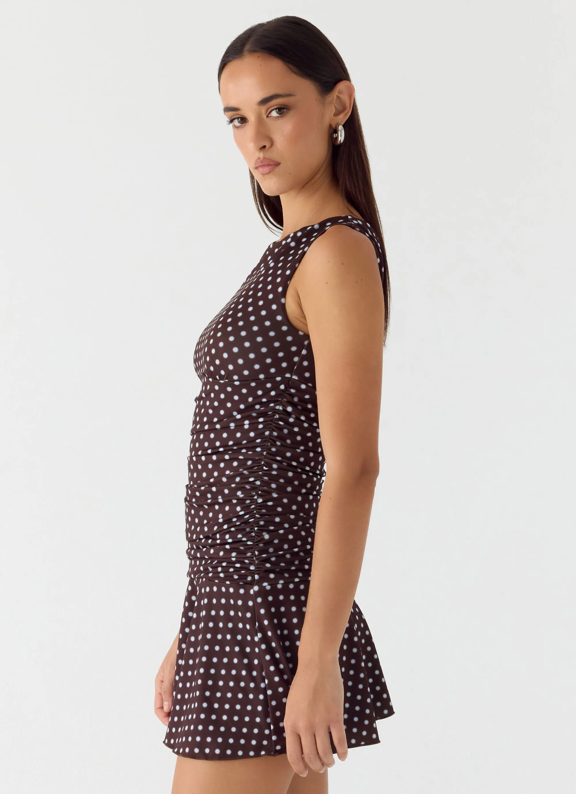 Kelda Mini Dress - Chocolate Blue Dot sold by Peppermayo product image thumbnail 2