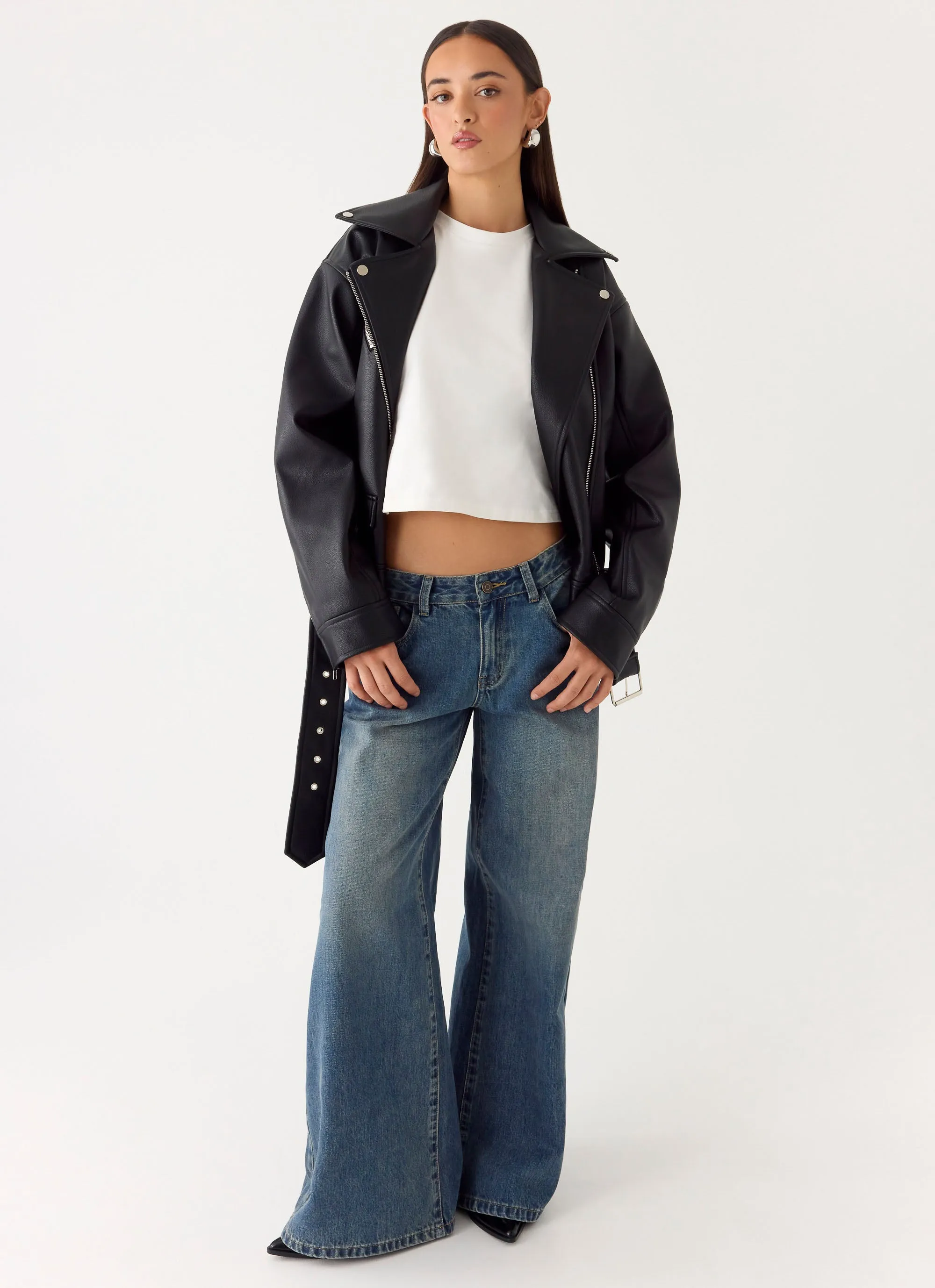 Ethan PU Biker Jacker - Black sold by Peppermayo product image thumbnail 5