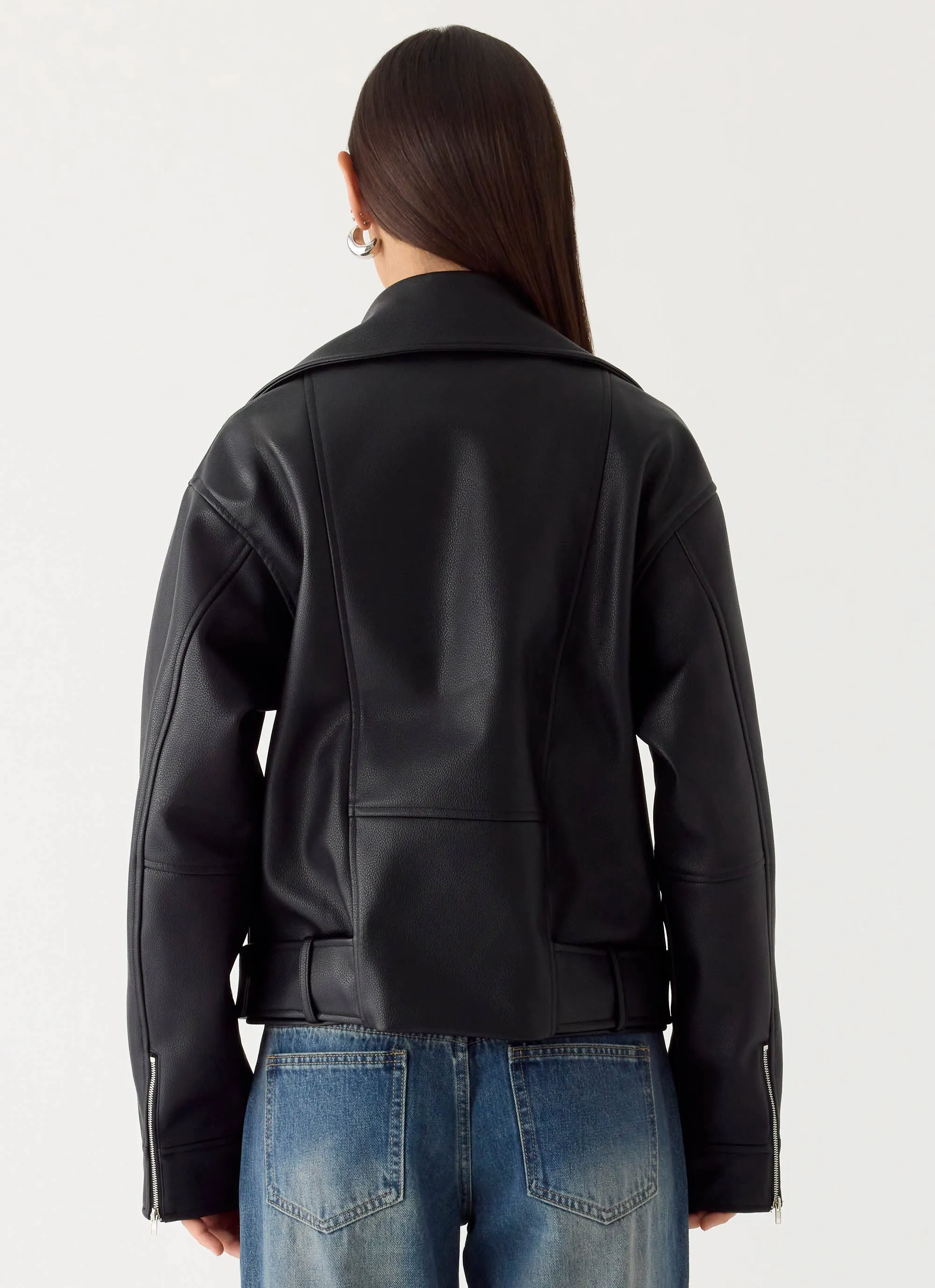 Ethan PU Biker Jacker - Black sold by Peppermayo product image thumbnail 4