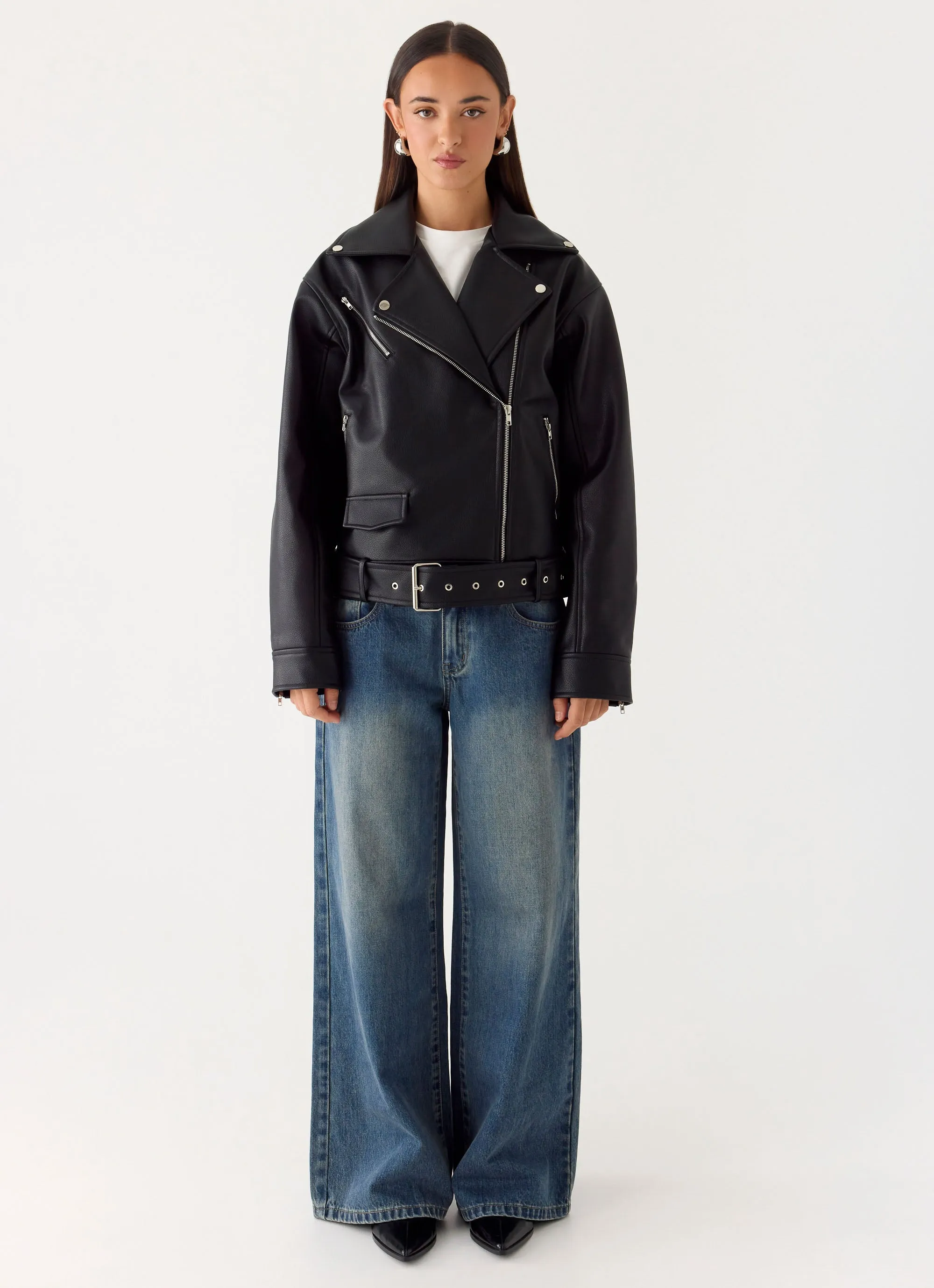 Ethan PU Biker Jacker - Black sold by Peppermayo product image thumbnail 2