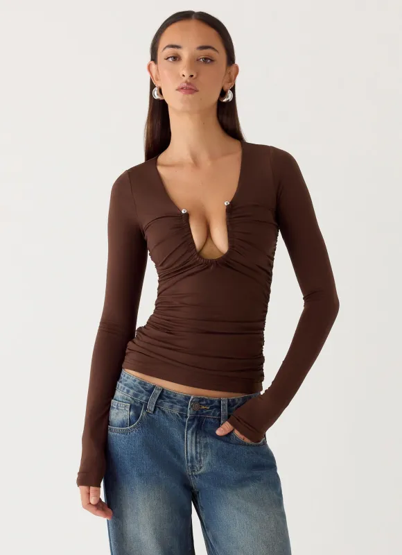 Francis Long Sleeve Top - Chocolate sold by Peppermayo