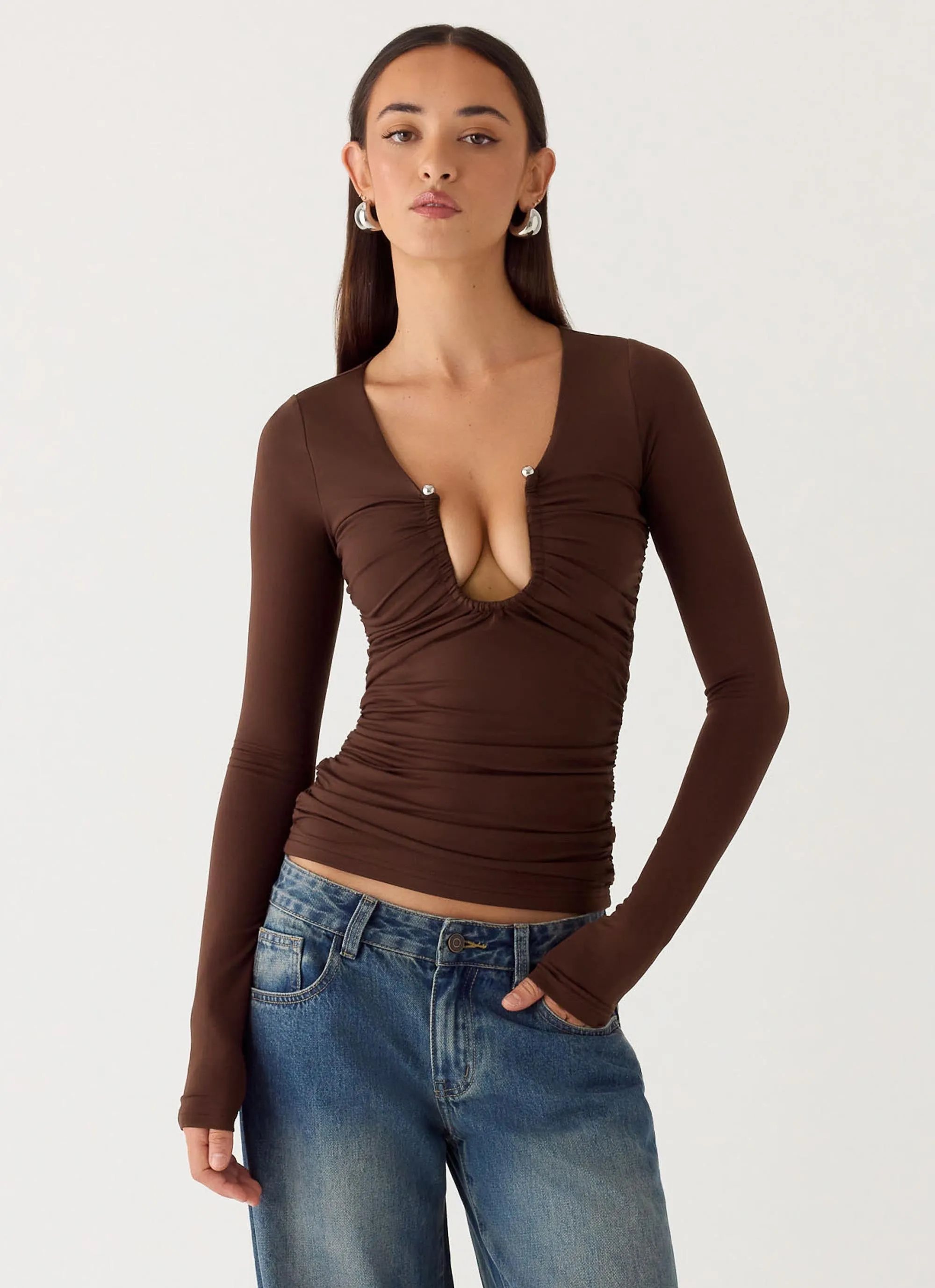 Francis Long Sleeve Top - Chocolate sold by Peppermayo