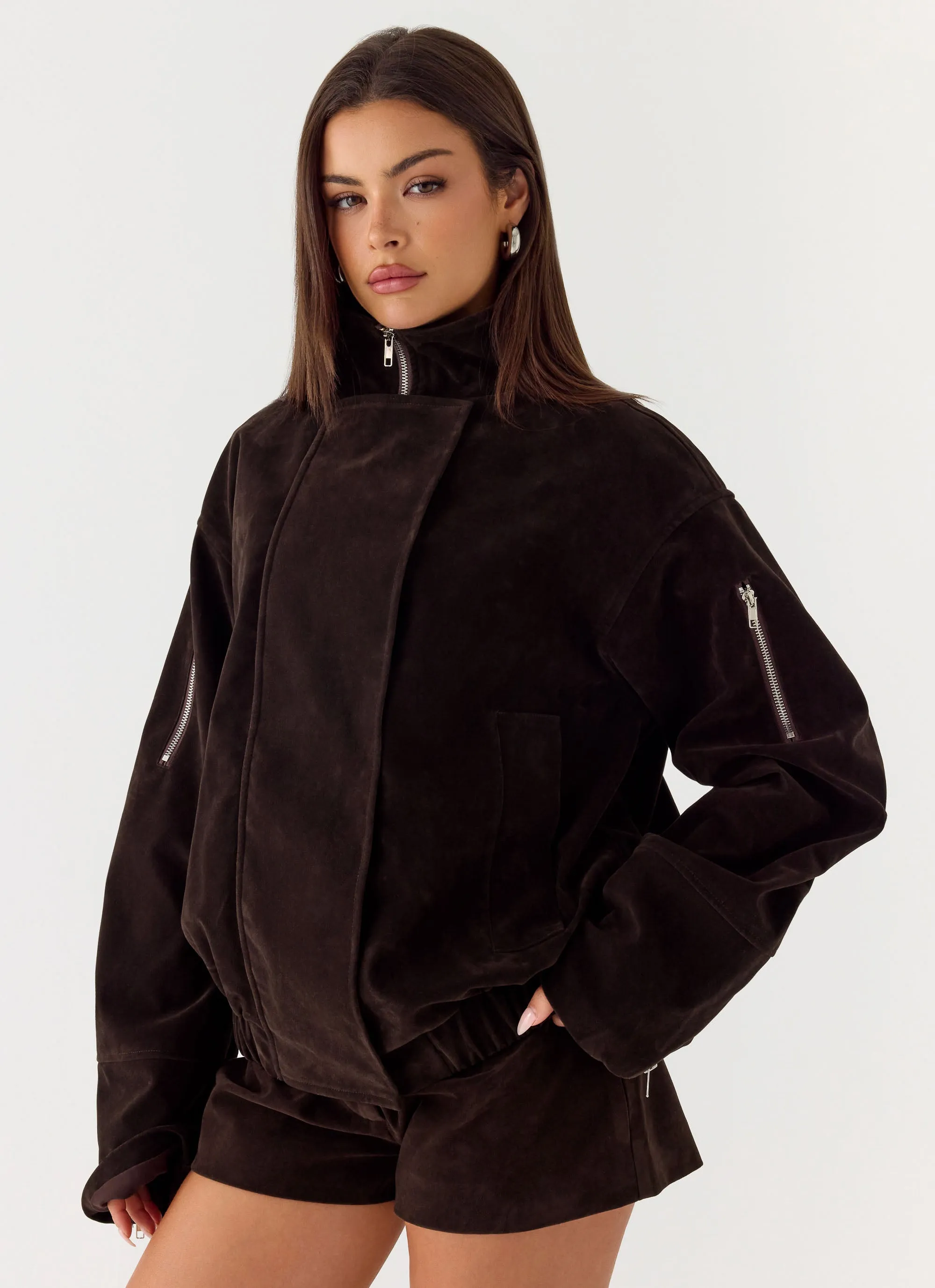 Marlow Faux Suede Jacket - Chocolate sold by Peppermayo product image thumbnail 5