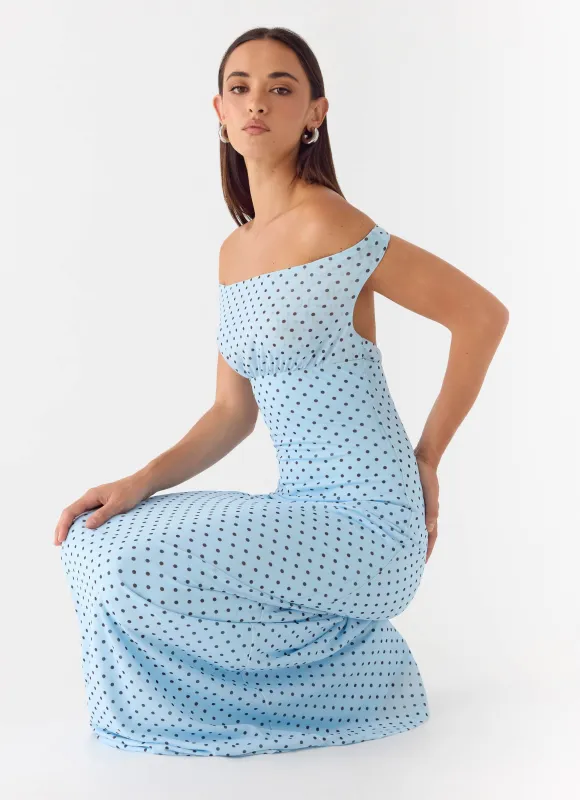 Like Me Now Maxi Dress - Blue Mocha Dot made by Peppermayo