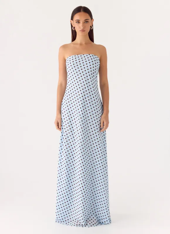 Chaniva Maxi Dress - Blue Mocha Dot made by Peppermayo