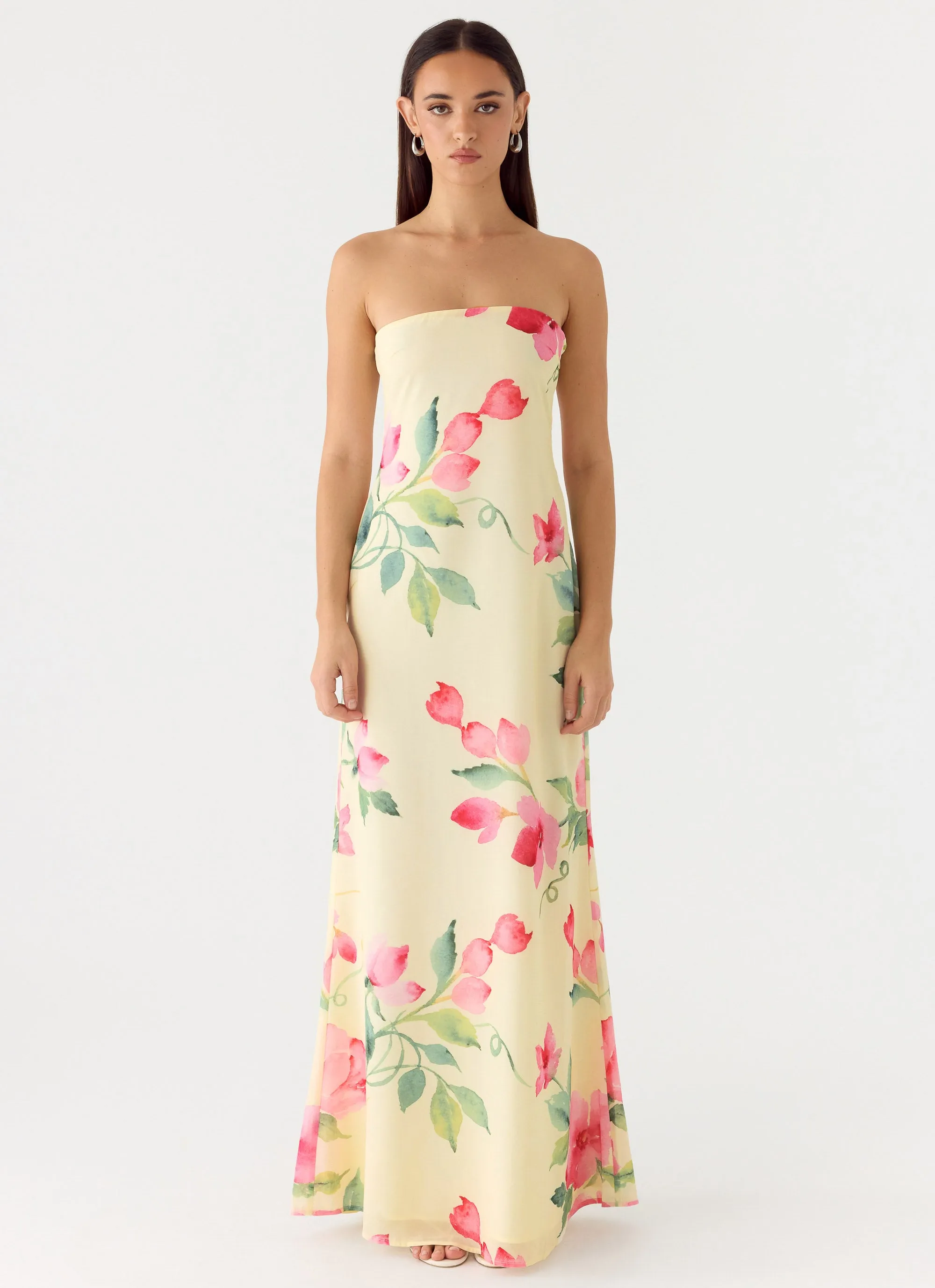 Bronte Strapless Maxi Dress - Lemon Soleil sold by Peppermayo