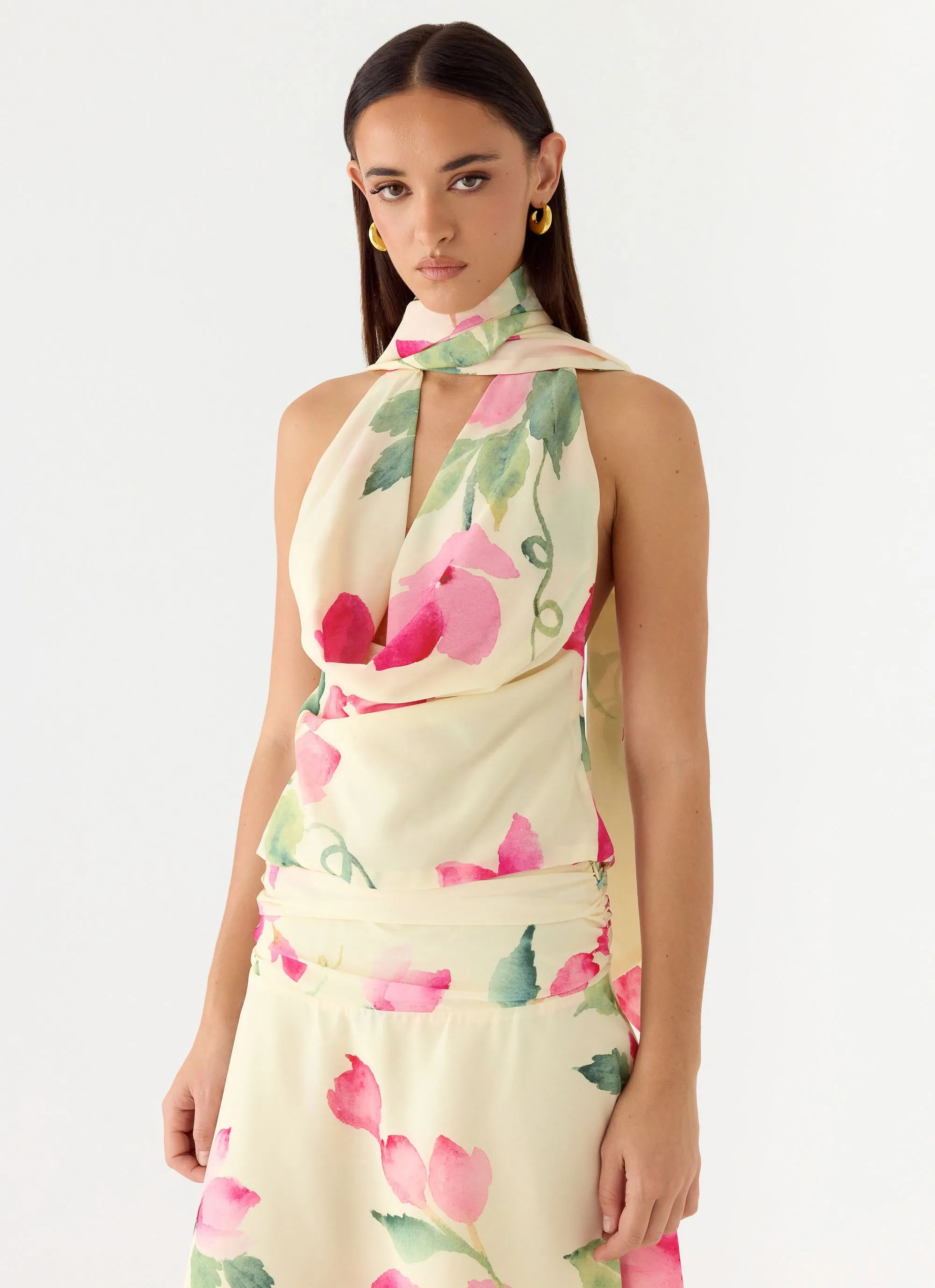 Get Me Halter Backless Top - Lemon Soleil sold by Peppermayo