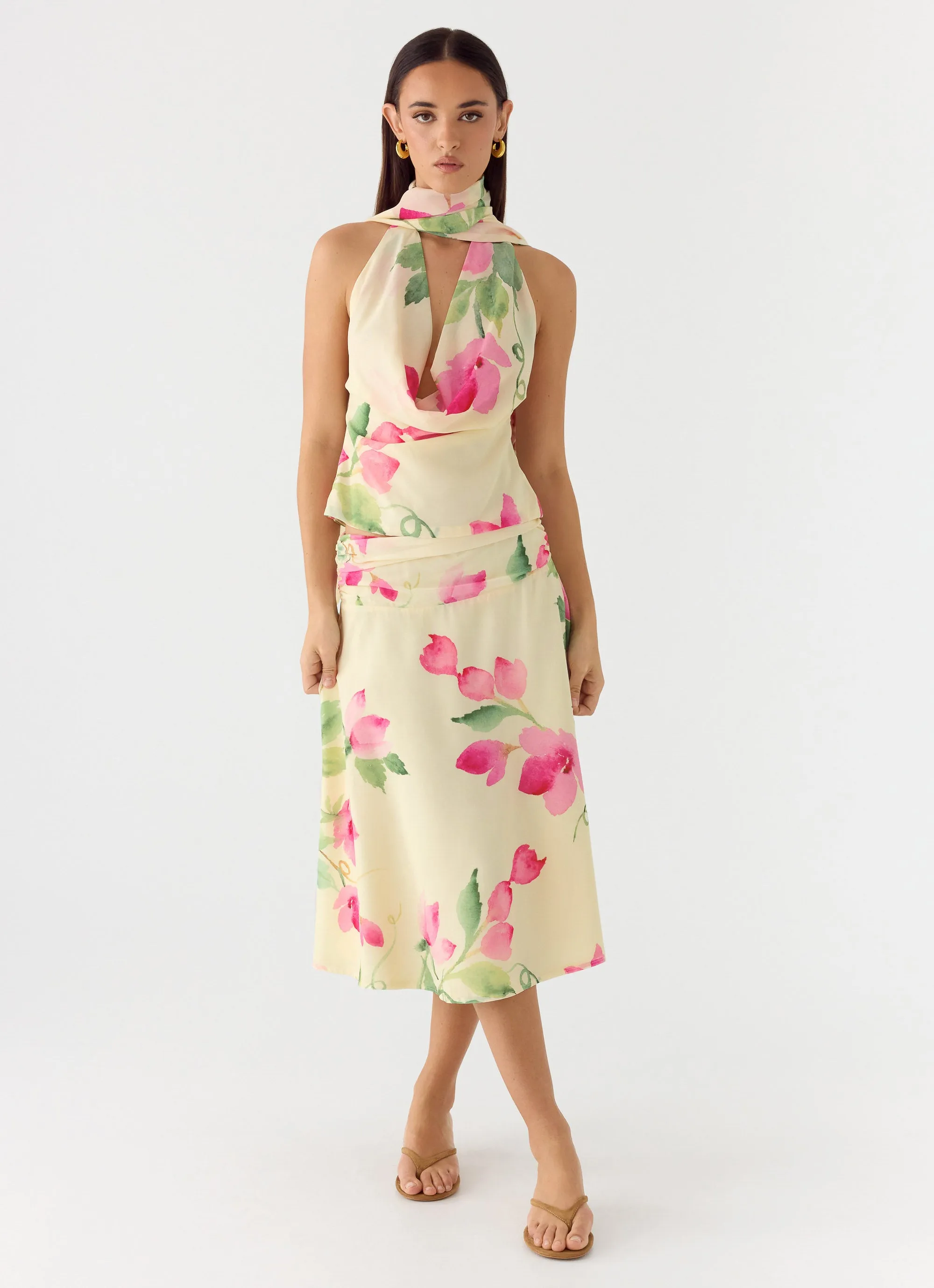 Valley Midi Skirt - Lemon Soleil sold by Peppermayo