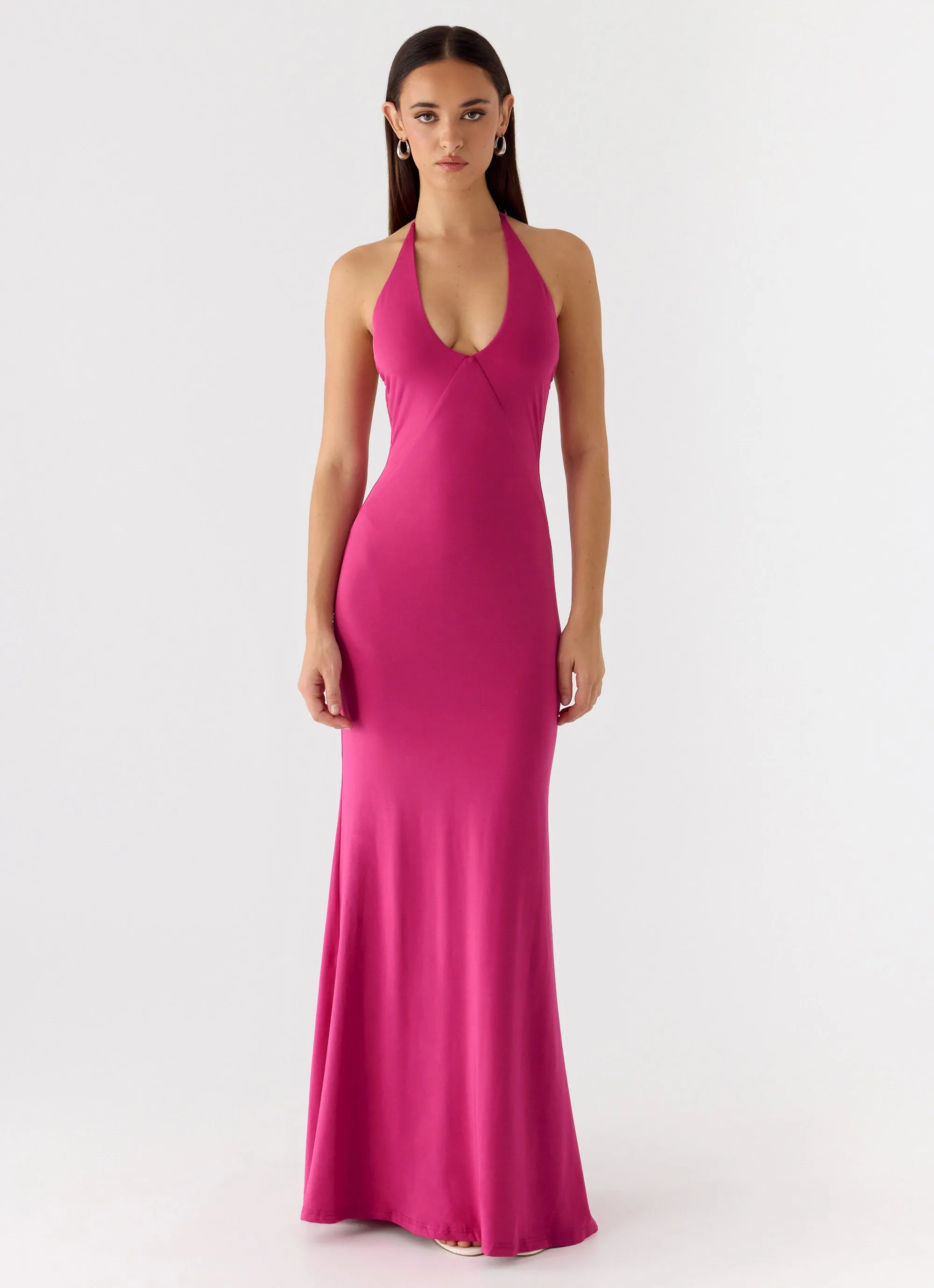 Have Your Attention Maxi Dress - Fuchsia sold by Peppermayo