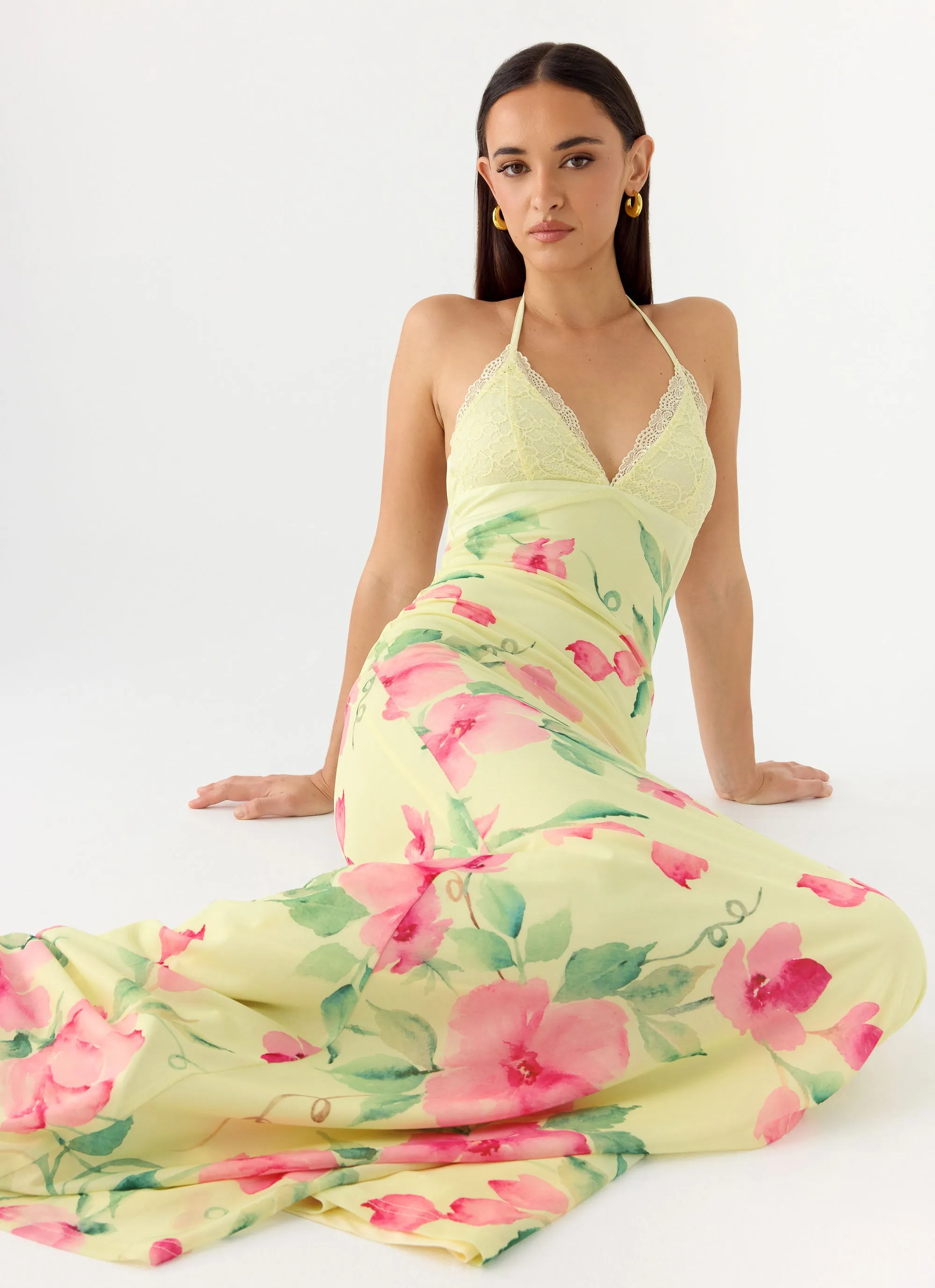 Takedown Halter Maxi Dress - Lemon Soleil sold by Peppermayo product image thumbnail 5