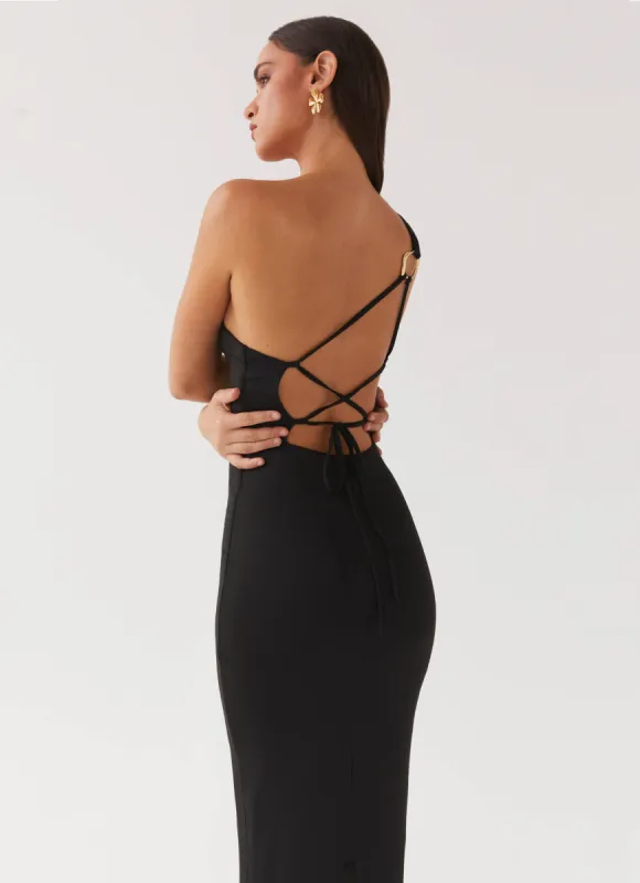 Iris Backless Maxi Dress - Black made by Peppermayo