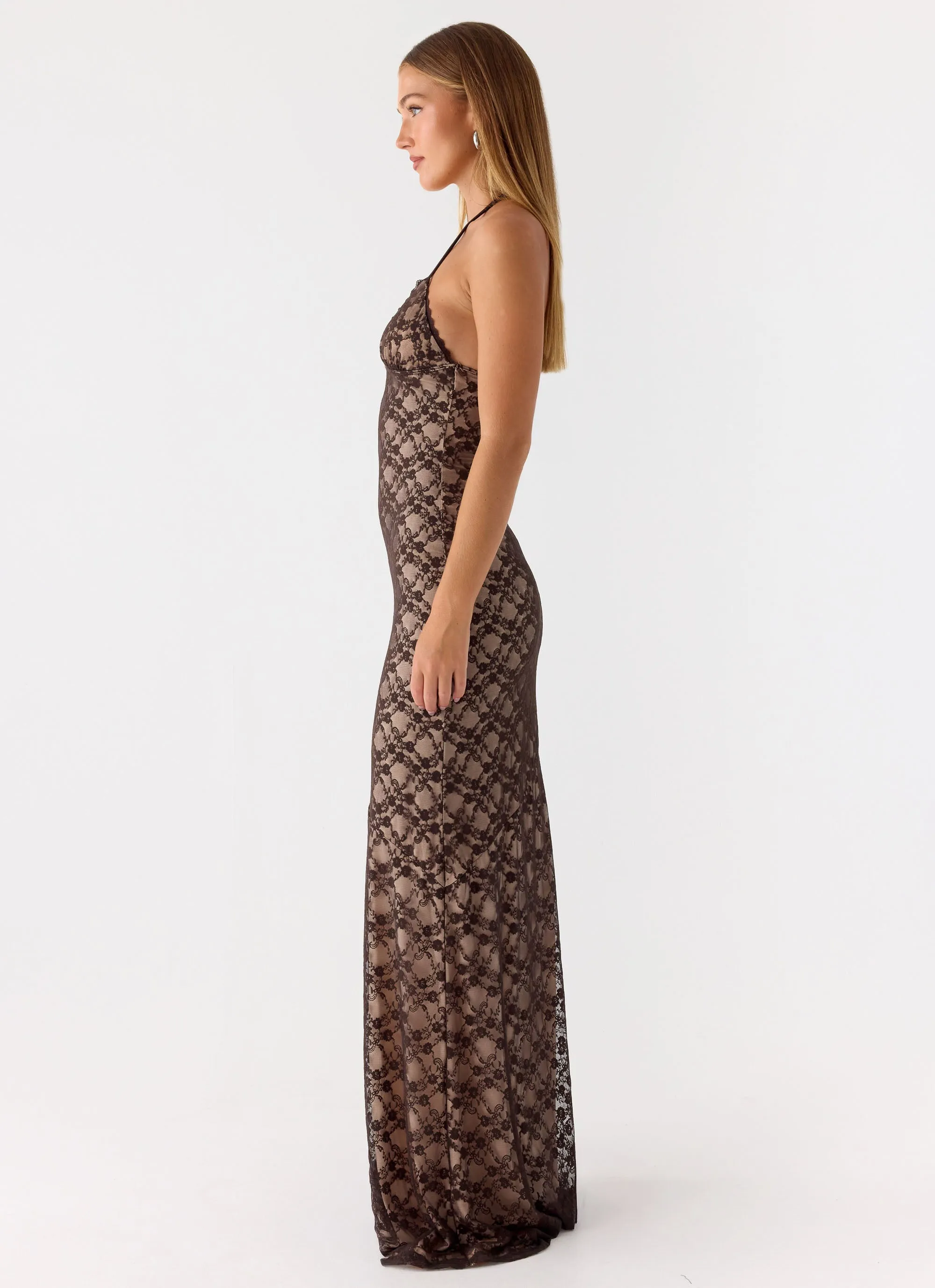 Zecca Lace Maxi Dress - Chocolate sold by Peppermayo product image thumbnail 3