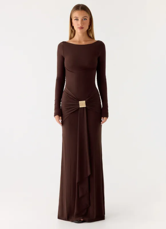 Dray Maxi Dress - Chocolate sold by Peppermayo