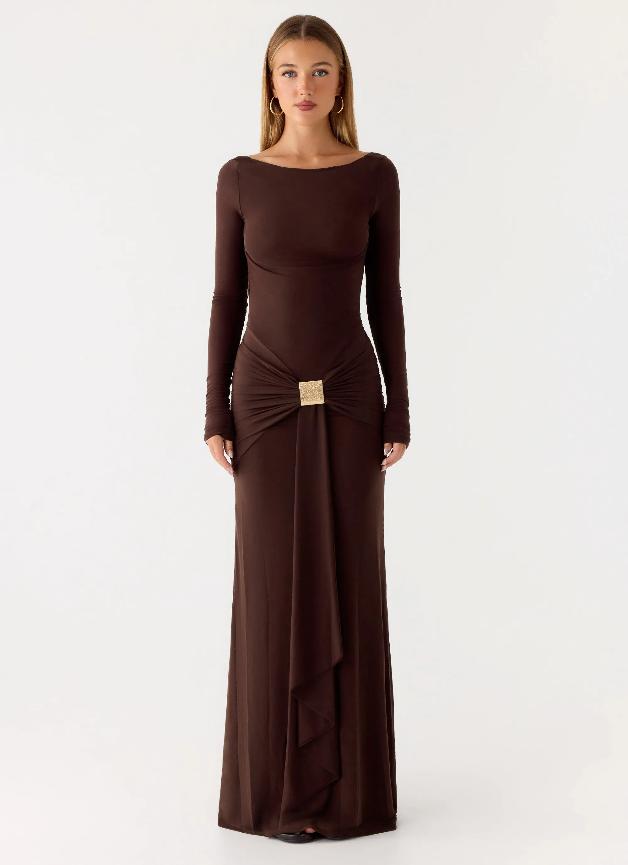 Dray Maxi Dress - Chocolate sold by Peppermayo