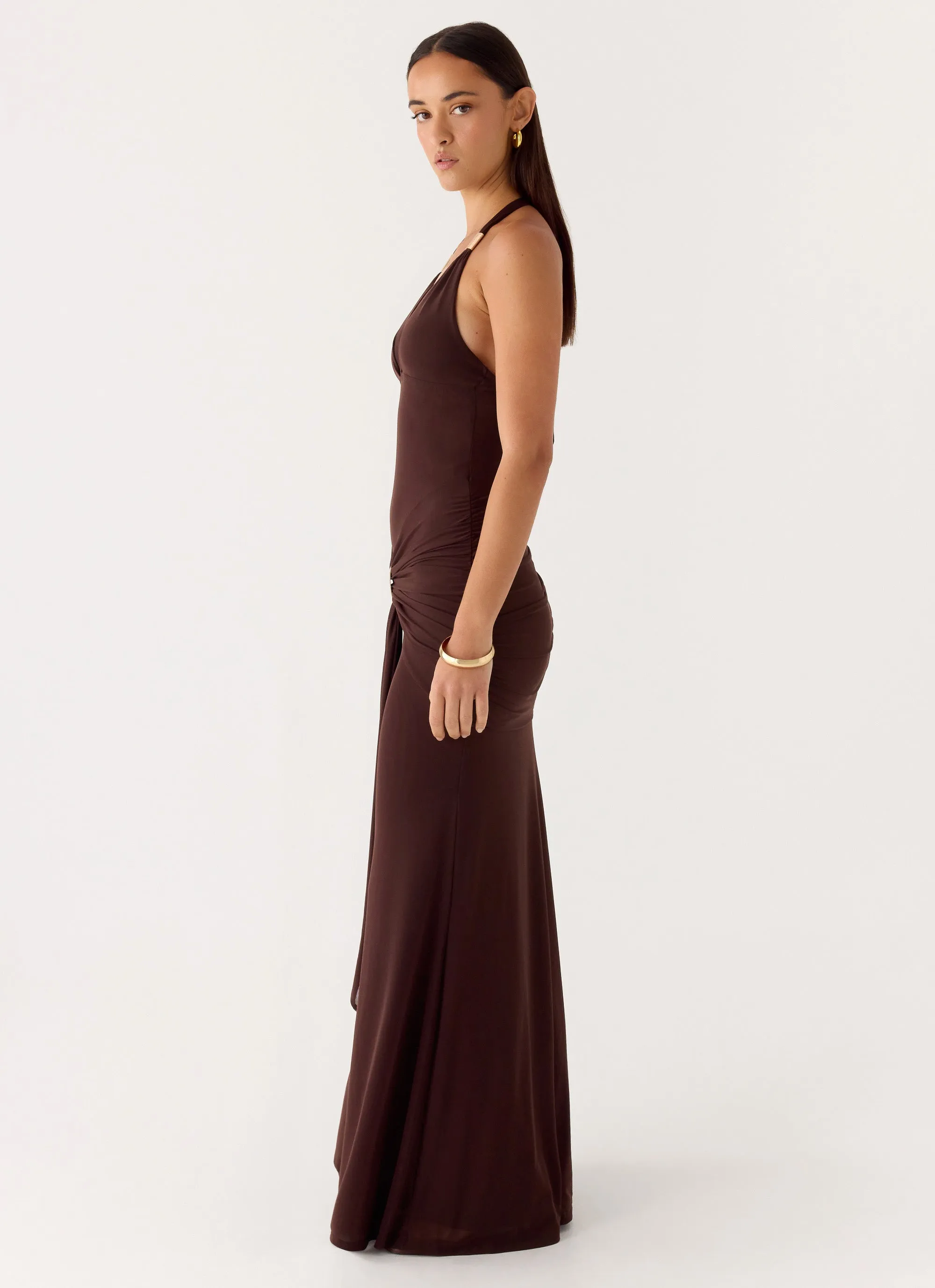 Miyah Halter Hardware Maxi Dress - Chocolate sold by Peppermayo product image thumbnail 3