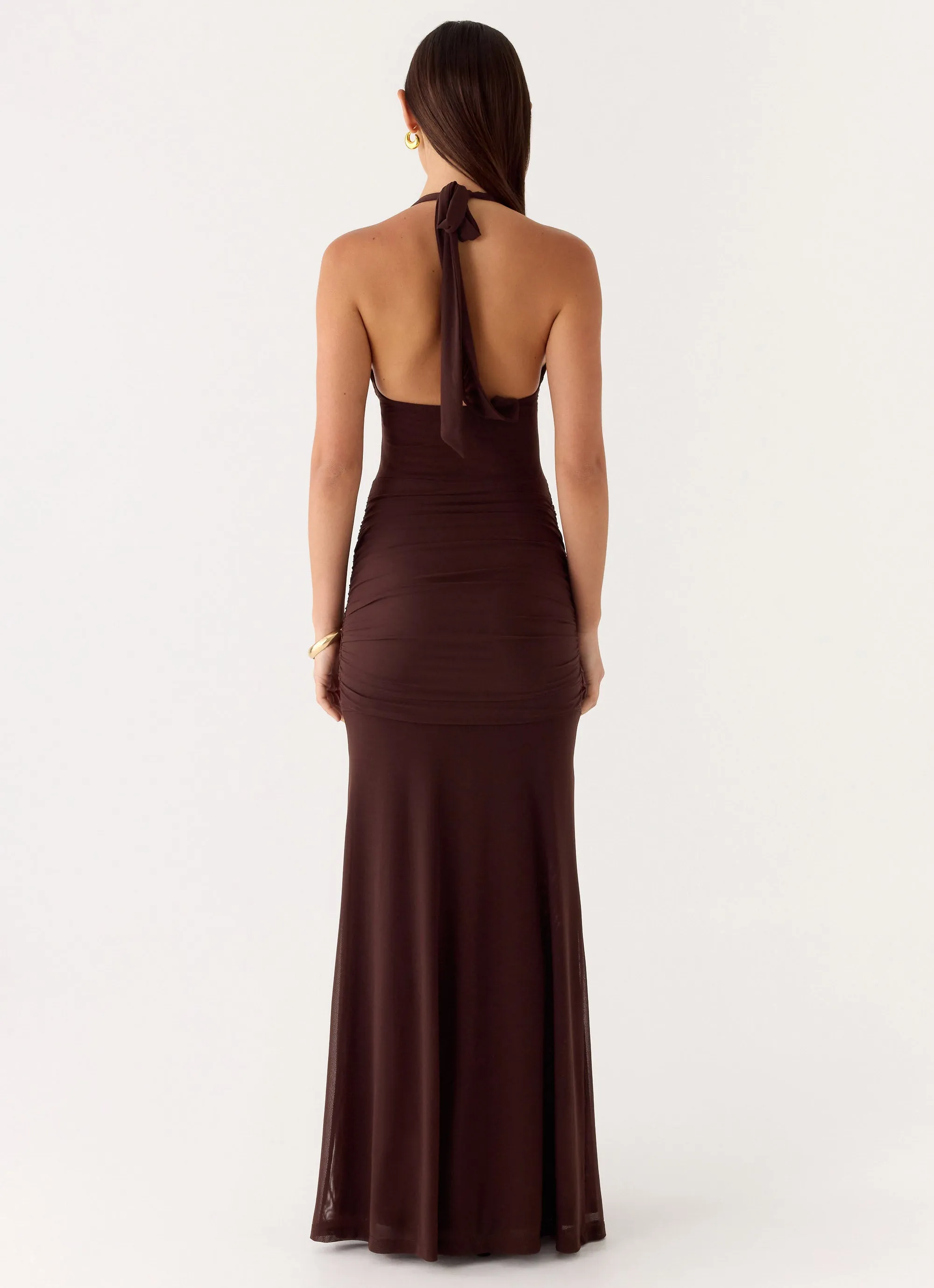 Miyah Halter Hardware Maxi Dress - Chocolate sold by Peppermayo product image thumbnail 4