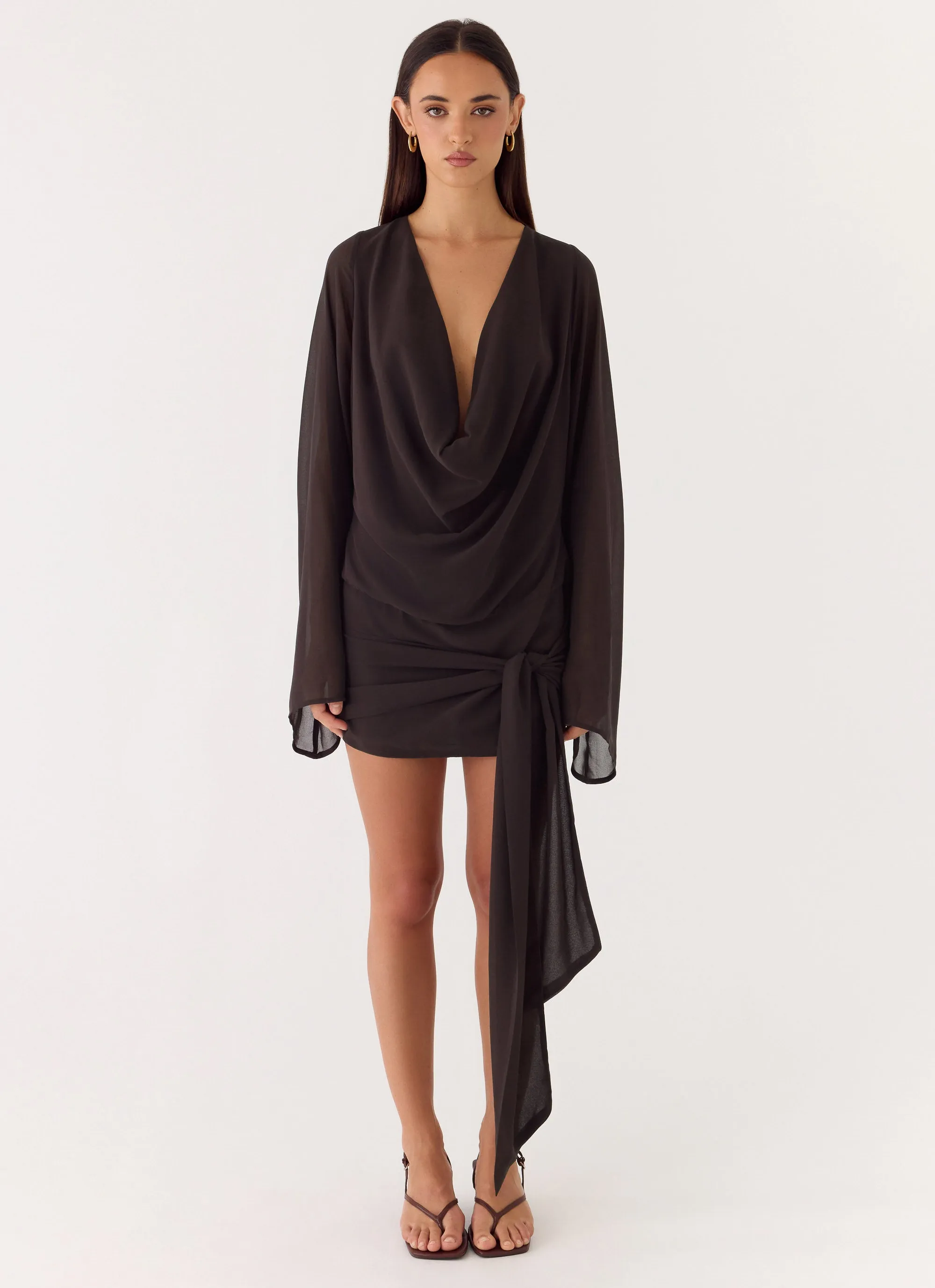 Sorrel Long Sleeve Mini Dress - Chocolate sold by Peppermayo product image thumbnail 2