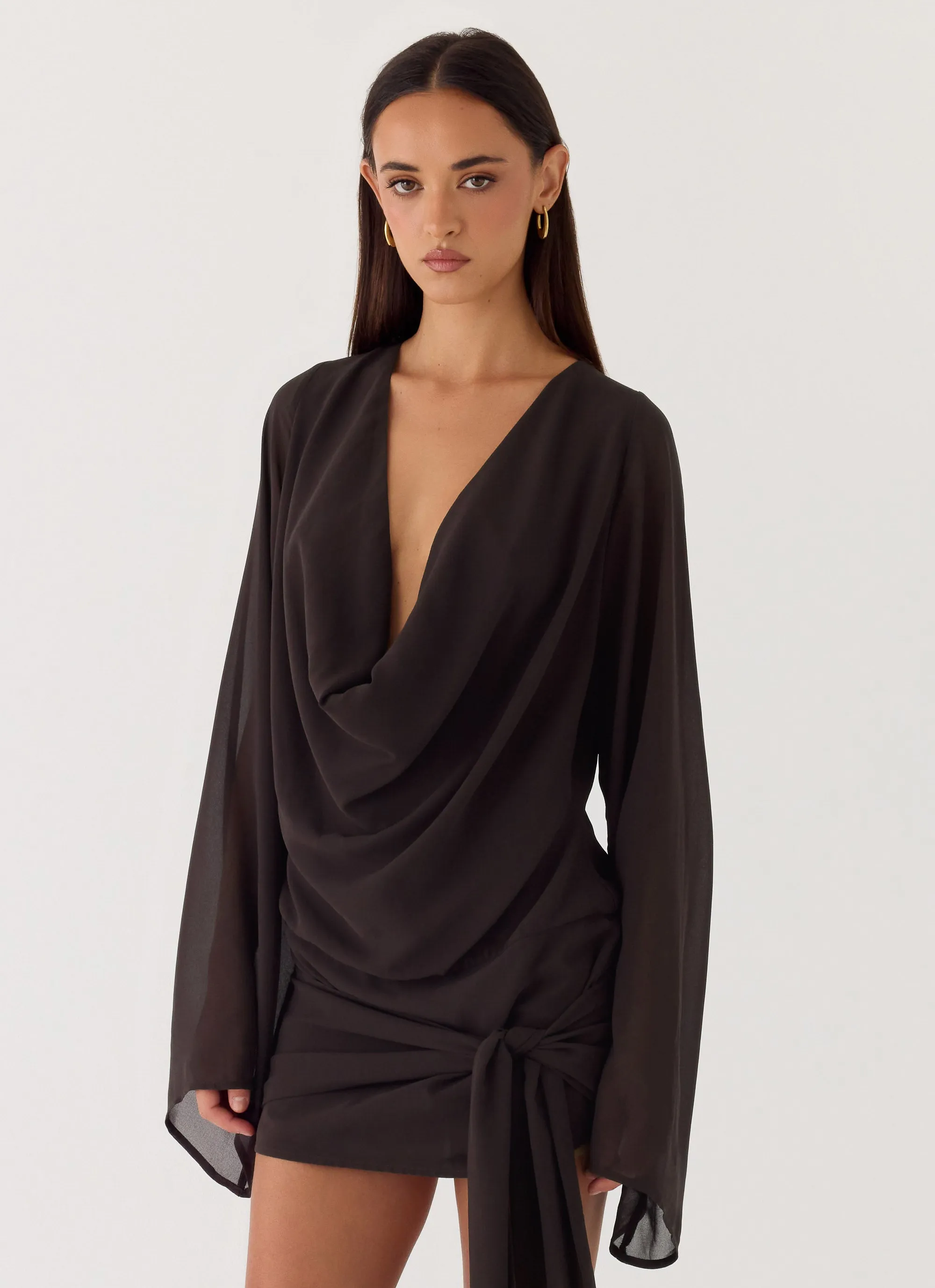 Sorrel Long Sleeve Mini Dress - Chocolate sold by Peppermayo product image thumbnail 5
