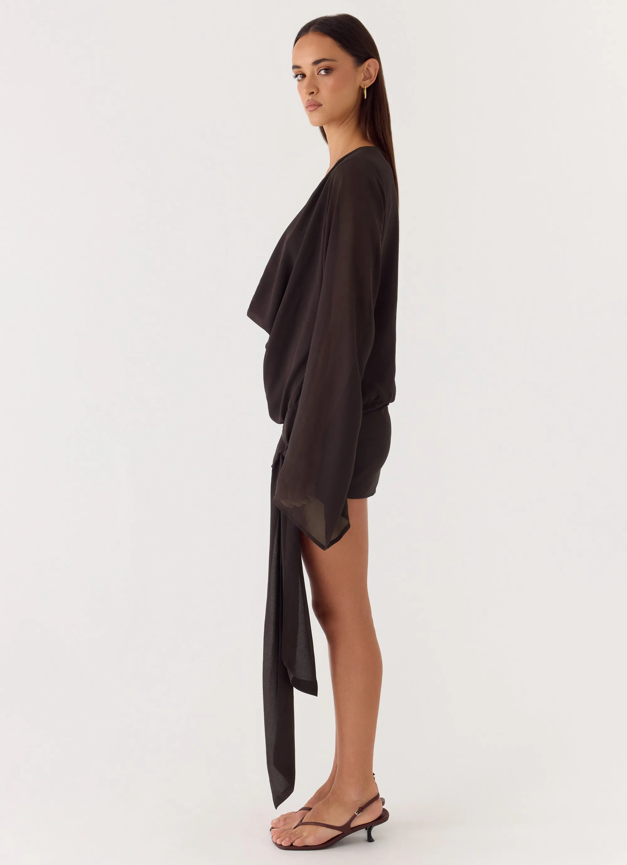 Sorrel Long Sleeve Mini Dress - Chocolate sold by Peppermayo product image thumbnail 3