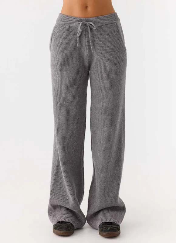 Harrison Low Rise Knit Pants - Marle Grey sold by Peppermayo