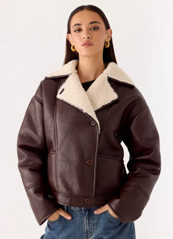 Demine Double Faced Short Coat - Chocolate made by Peppermayo