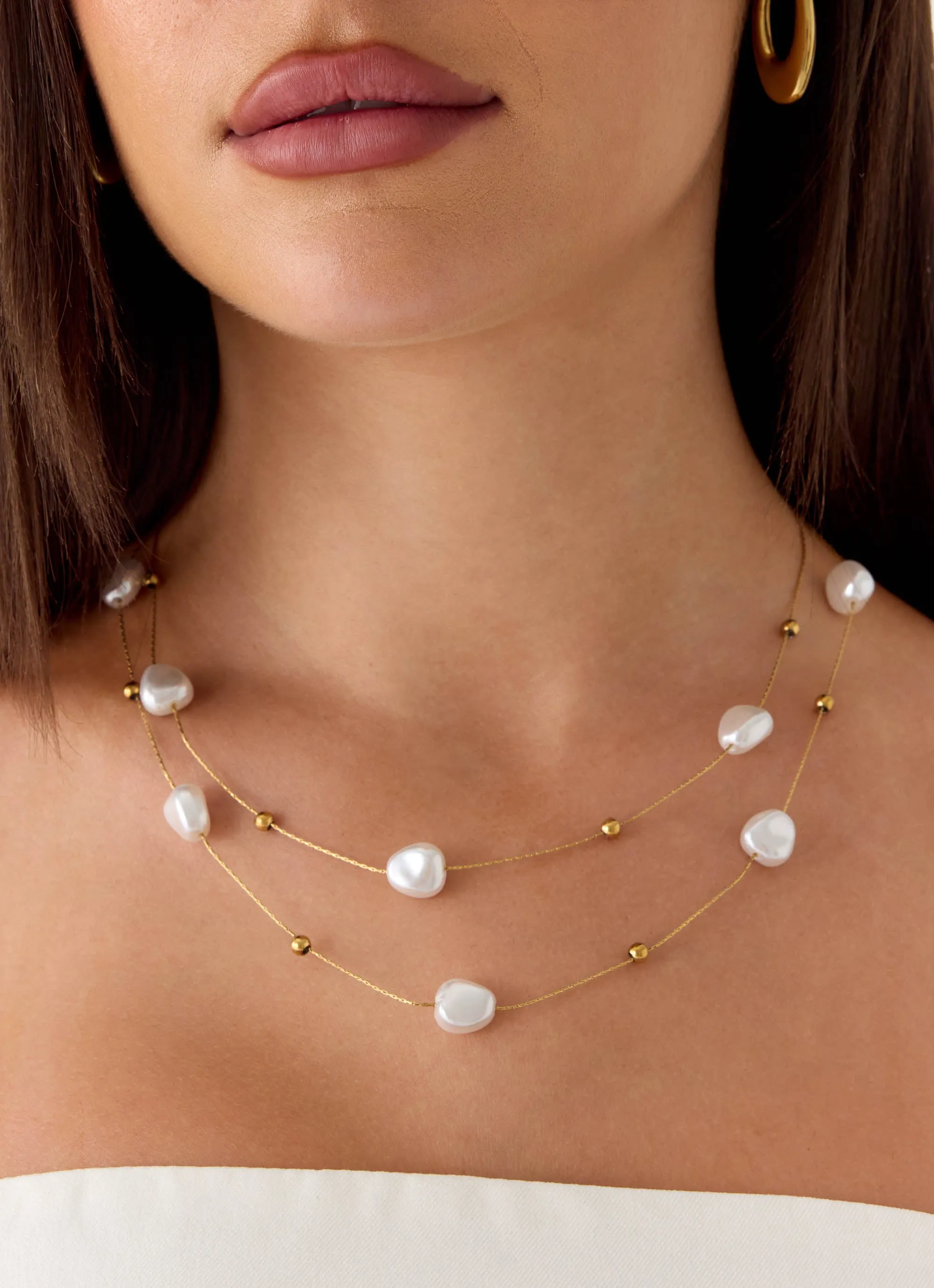 Serena Pearl Necklace - Pearl/Gold sold by Peppermayo product image thumbnail 2
