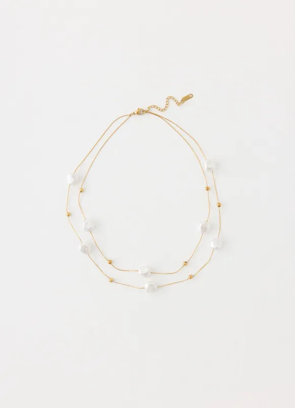 Serena Pearl Necklace - Pearl/Gold sold by Peppermayo