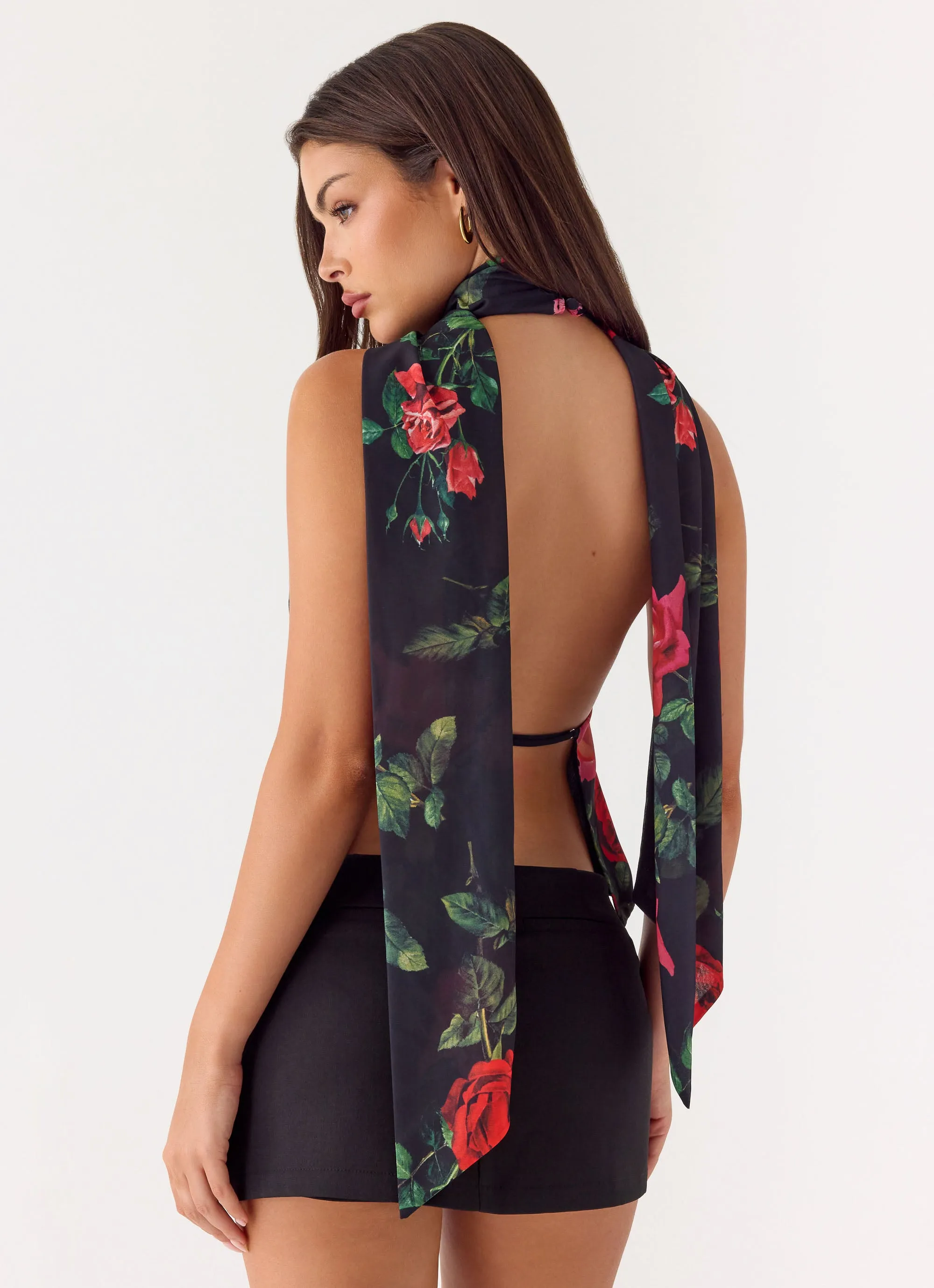 Get Me Halter Backless Top - Midnight Bloom sold by Peppermayo product image thumbnail 5