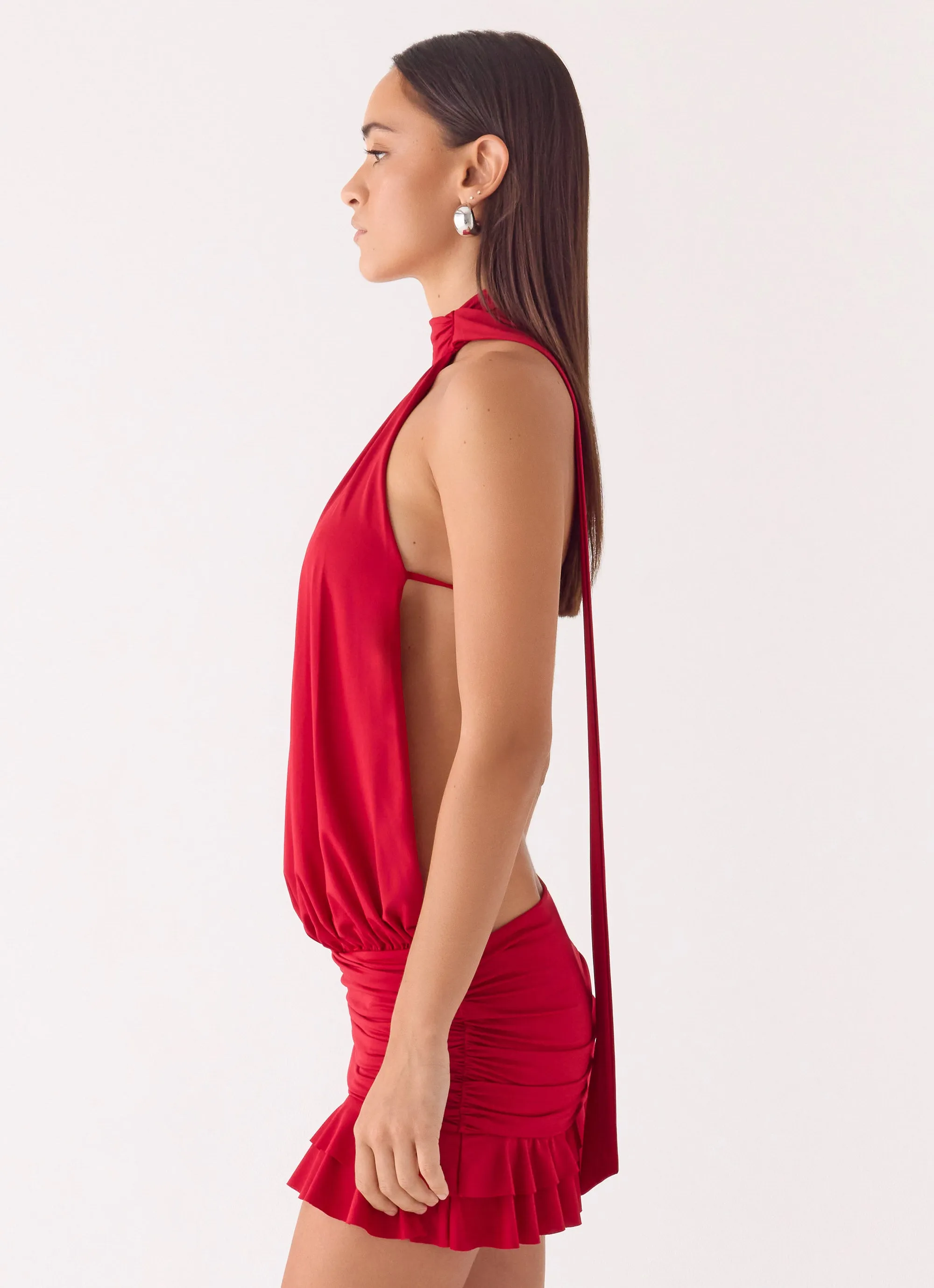 Yelena Backless Mini Dress - Deep Red sold by Peppermayo product image thumbnail 2